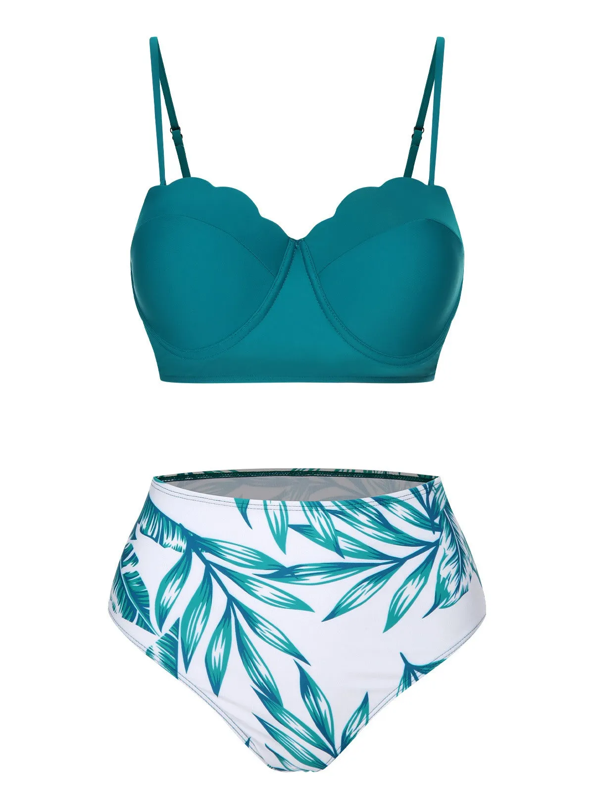 3PCS Green 1950s Ceramics Plant Prints Swimsuit & Cover-Up sold by Retro Stage