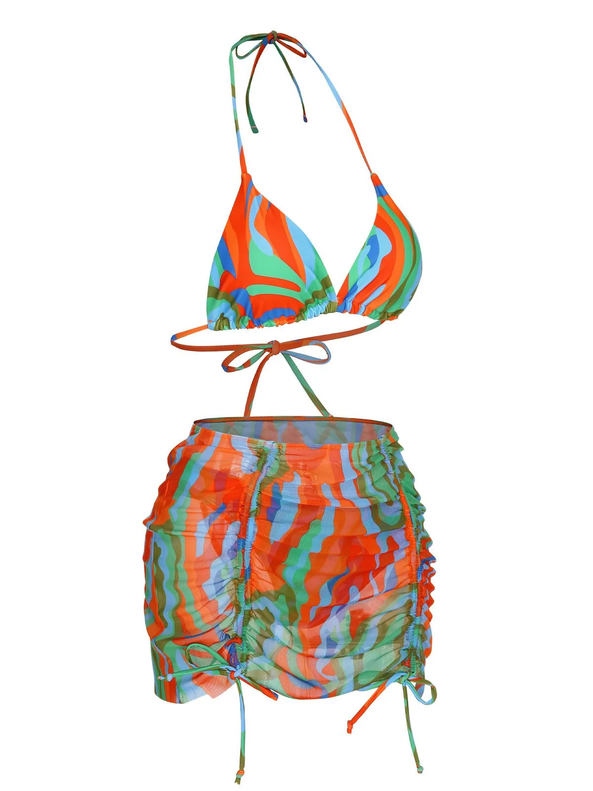 1970s Colorful Swimsuit & Drawstring Skirt Cover Up sold by Retro Stage product image thumbnail 2