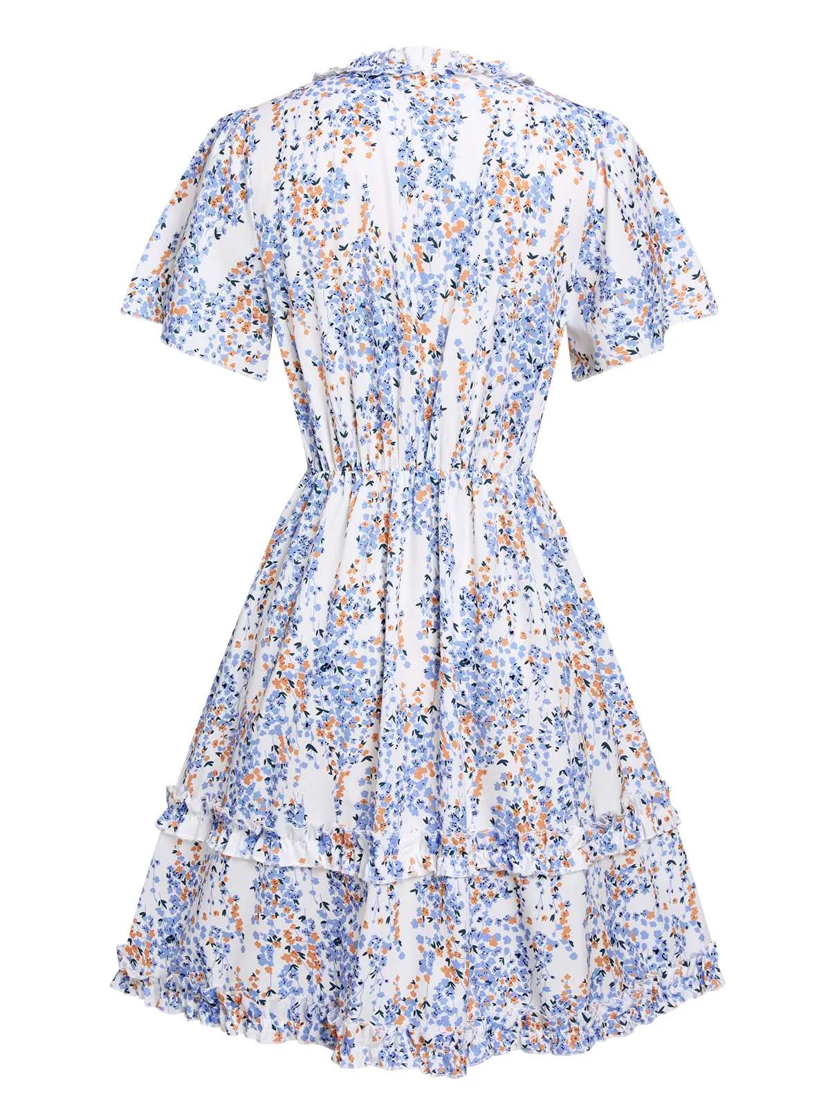 1970s V-Neck Ditsy Floral Wrinkle Dress sold by Retro Stage product image thumbnail 3