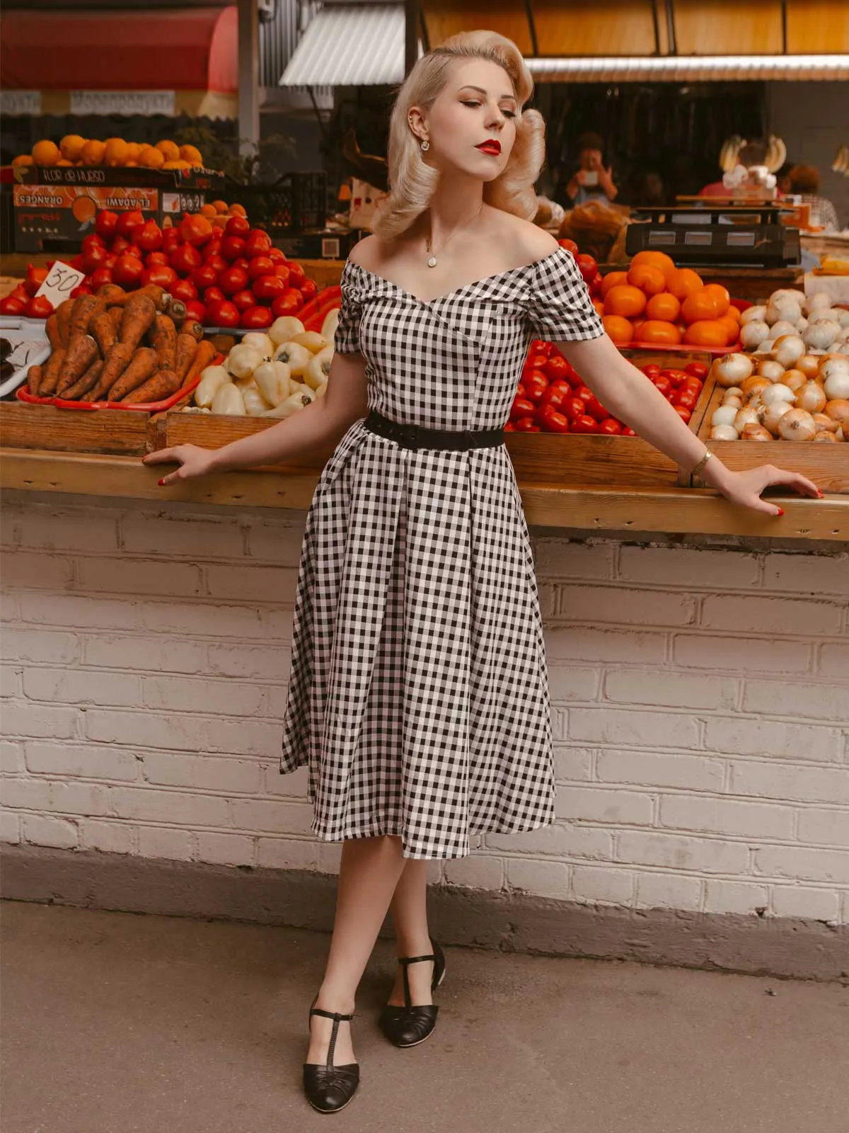 Black 1950s Plaid Swing Dress sold by Retro Stage product image thumbnail 3