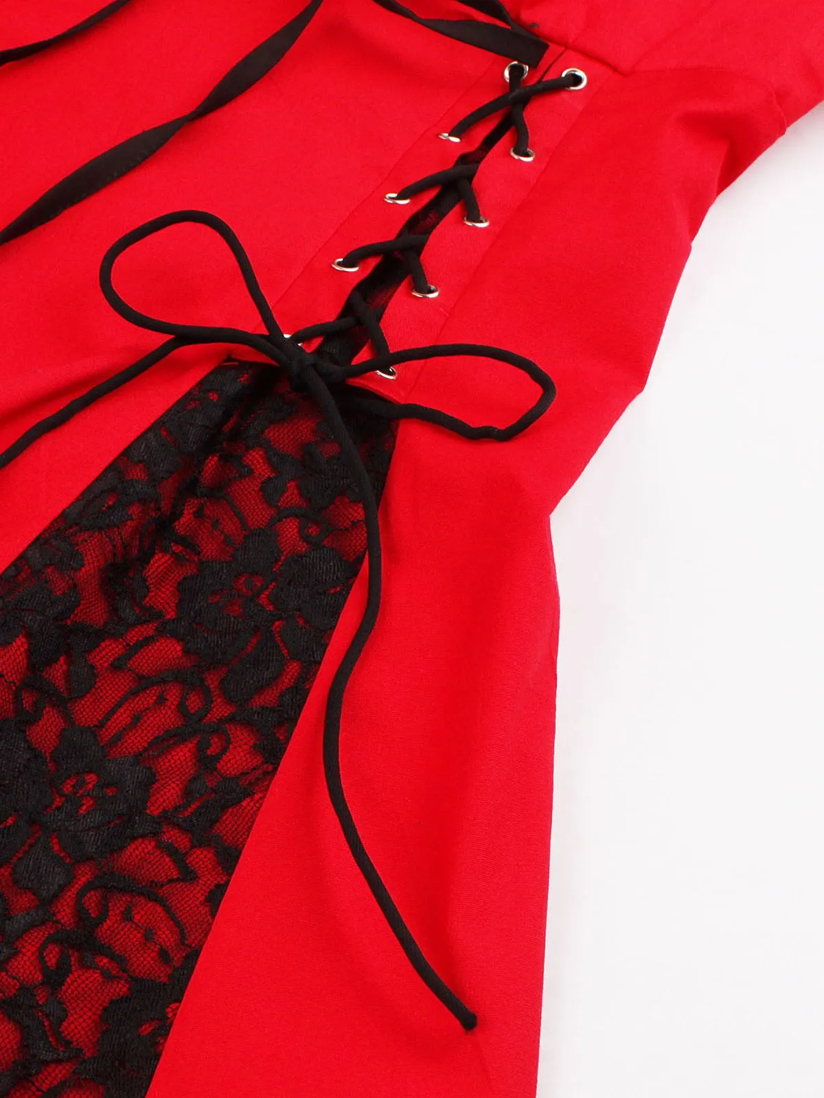 1980s Halloween Lace Patchwork Swing Dress sold by Retro Stage product image thumbnail 4