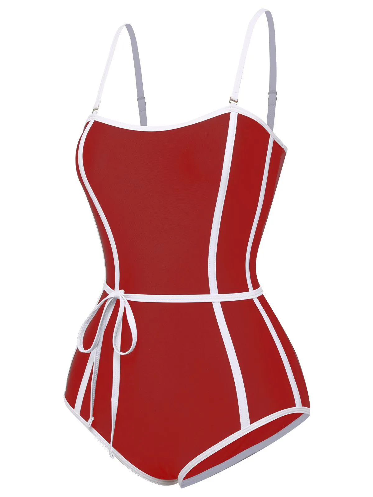 Red 1960s Lined Sling One-Piece Swimsuit sold by Retro Stage product image thumbnail 2
