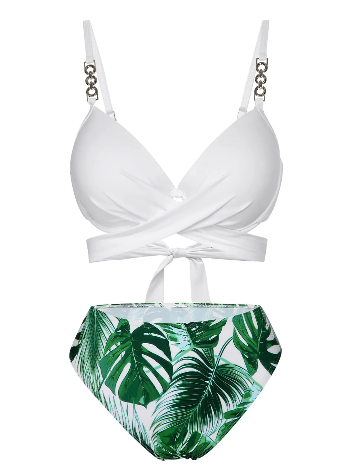 White & Green 1950s Tropical Swimsuit With Cover-Up sold by Retro Stage product image thumbnail 2