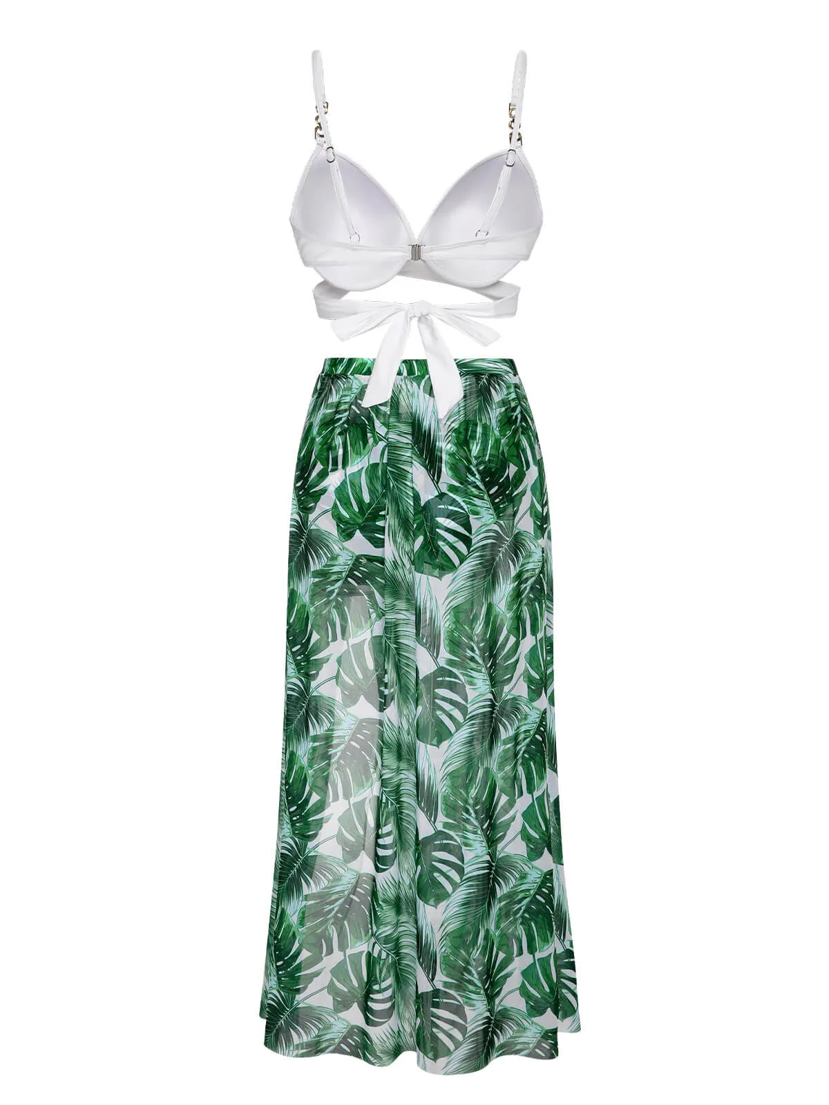 White & Green 1950s Tropical Swimsuit With Cover-Up sold by Retro Stage product image thumbnail 4