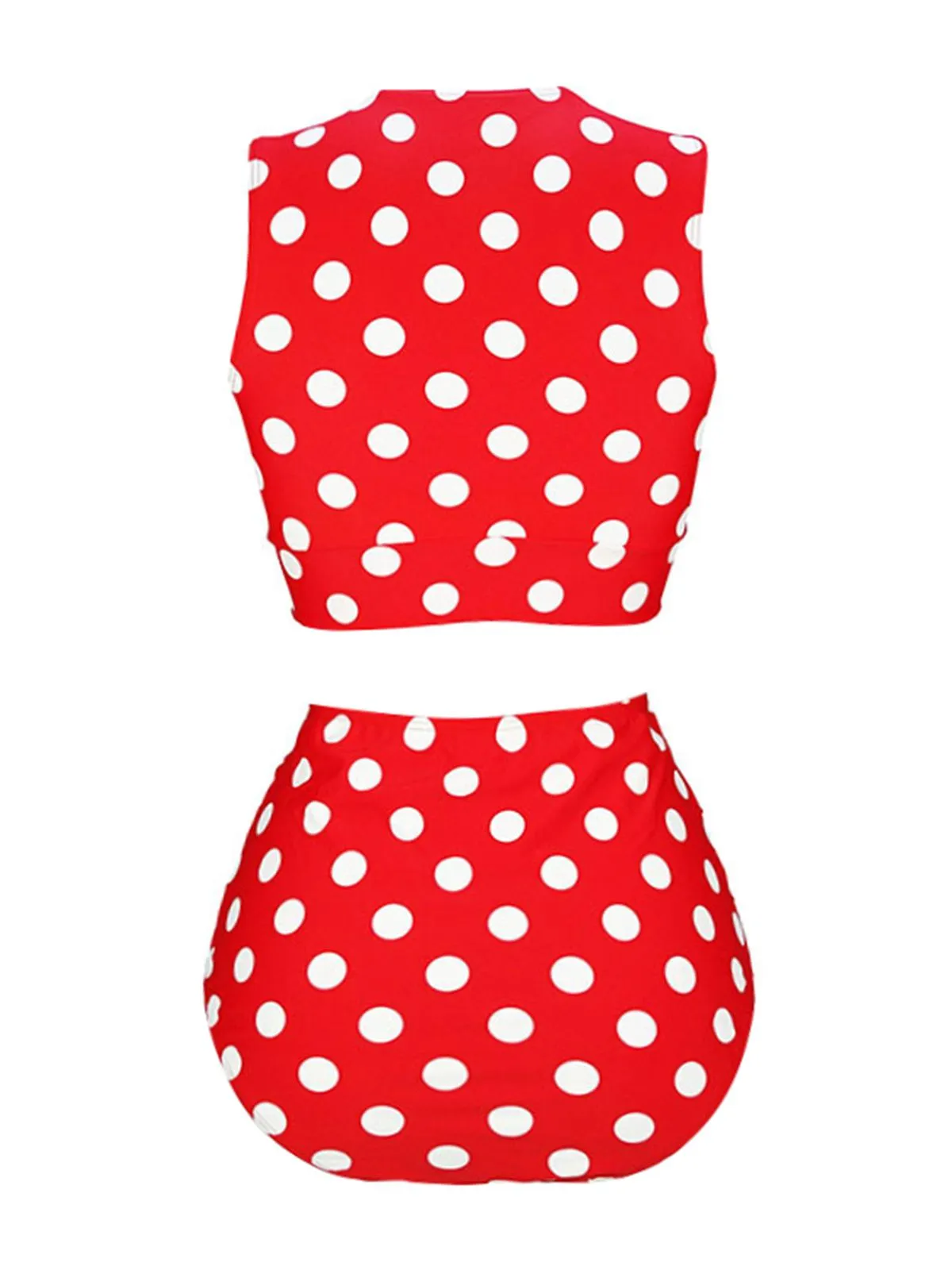 Red 1970s Polka Dots Waist Tie Swimsuit sold by Retro Stage product image thumbnail 3