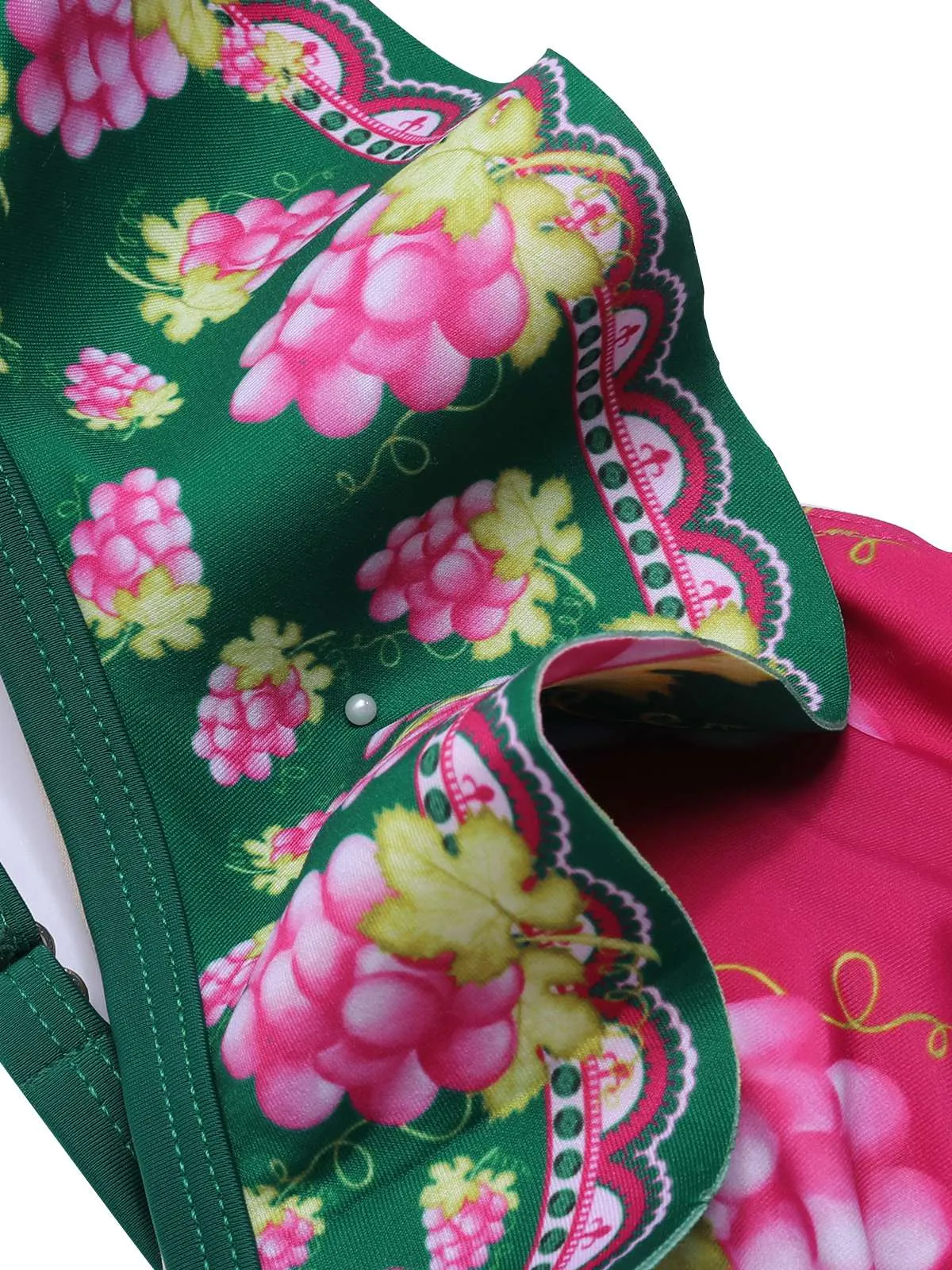 Green 1950s Retro-Flowers V-Neck Swimsuit sold by Retro Stage product image thumbnail 4