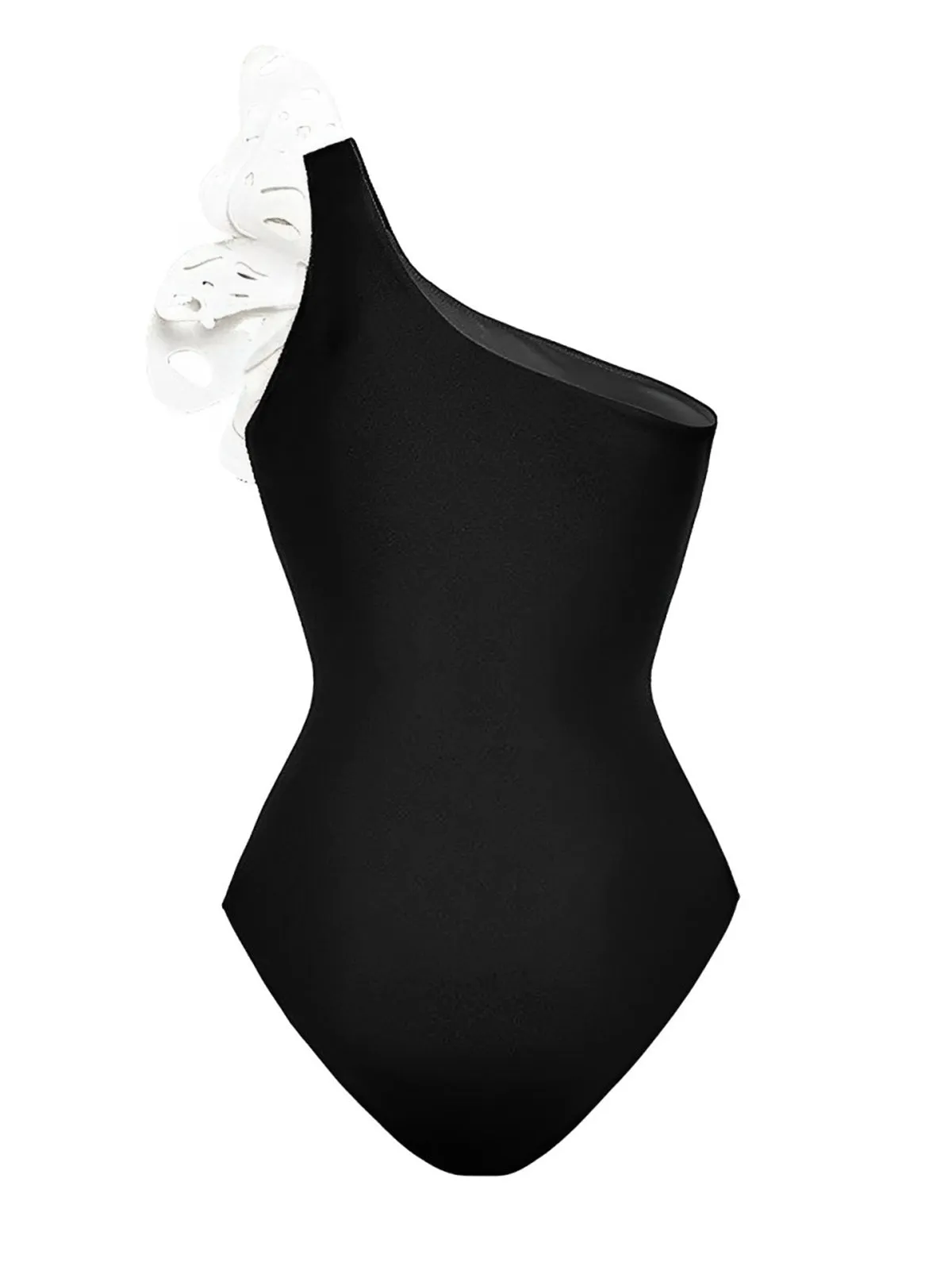 Black 1930s 3D-Butterfly One-Shoulder Swimsuit sold by Retro Stage product image thumbnail 3