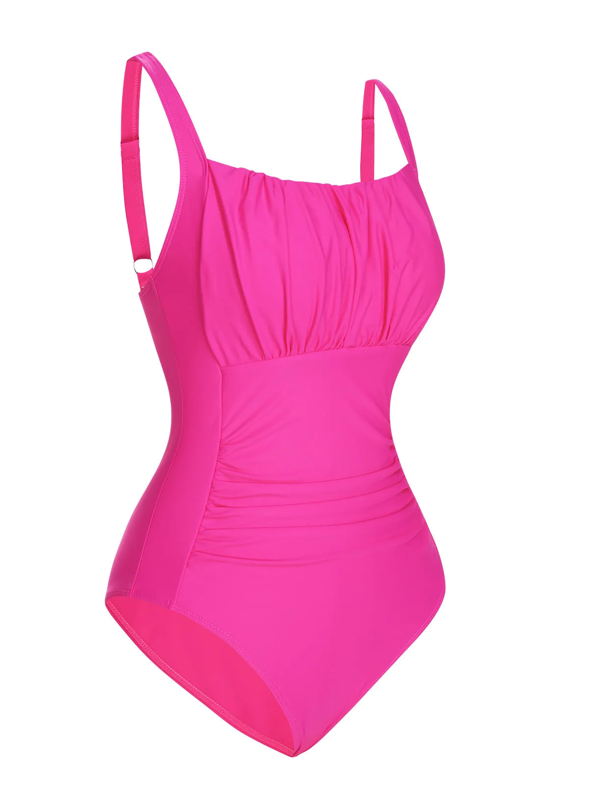 Pink 1940s Solid Wrinkle Strap Swimsuit sold by Retro Stage product image thumbnail 2