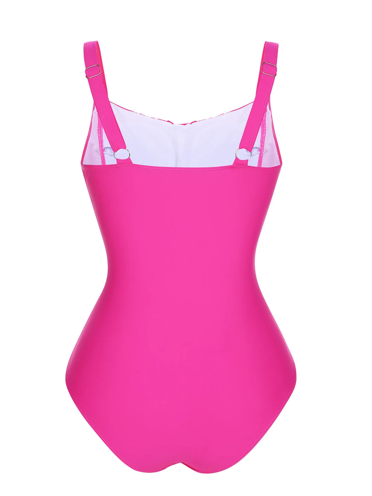 Pink 1940s Solid Wrinkle Strap Swimsuit sold by Retro Stage product image thumbnail 3