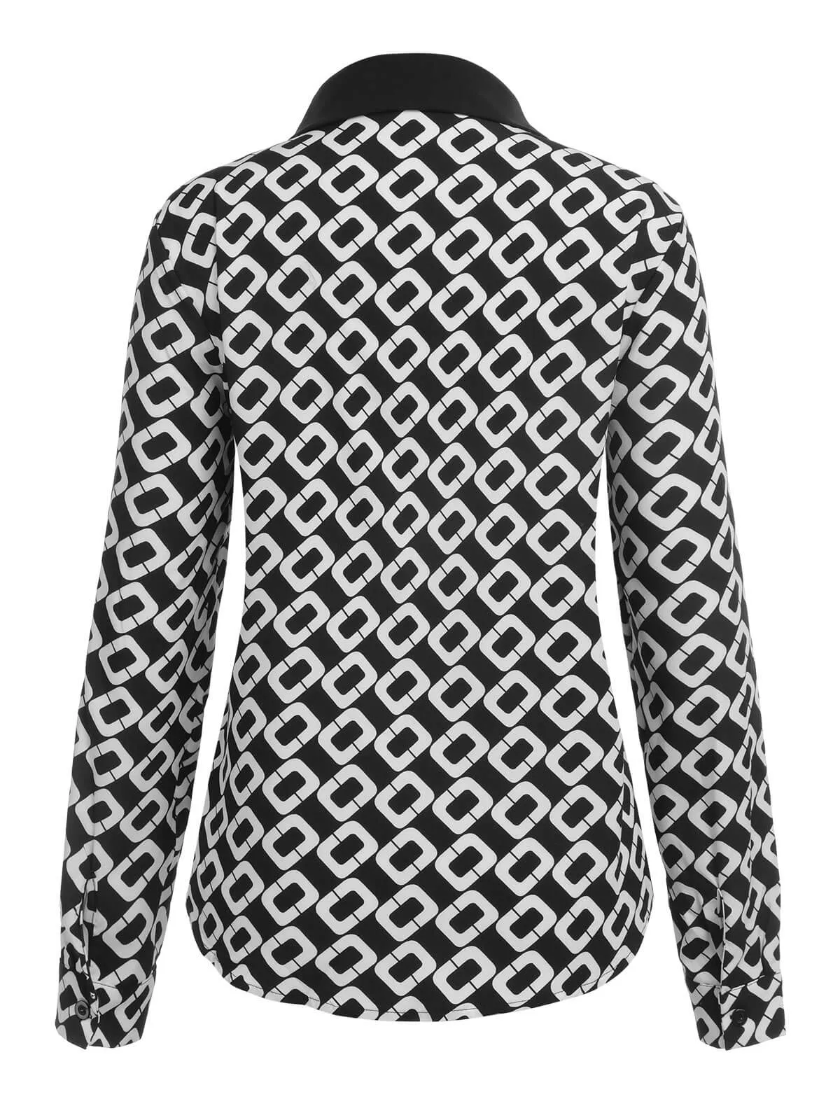 Black 1940s Geometric Patchwork Ribbon Blouse sold by Retro Stage product image thumbnail 4