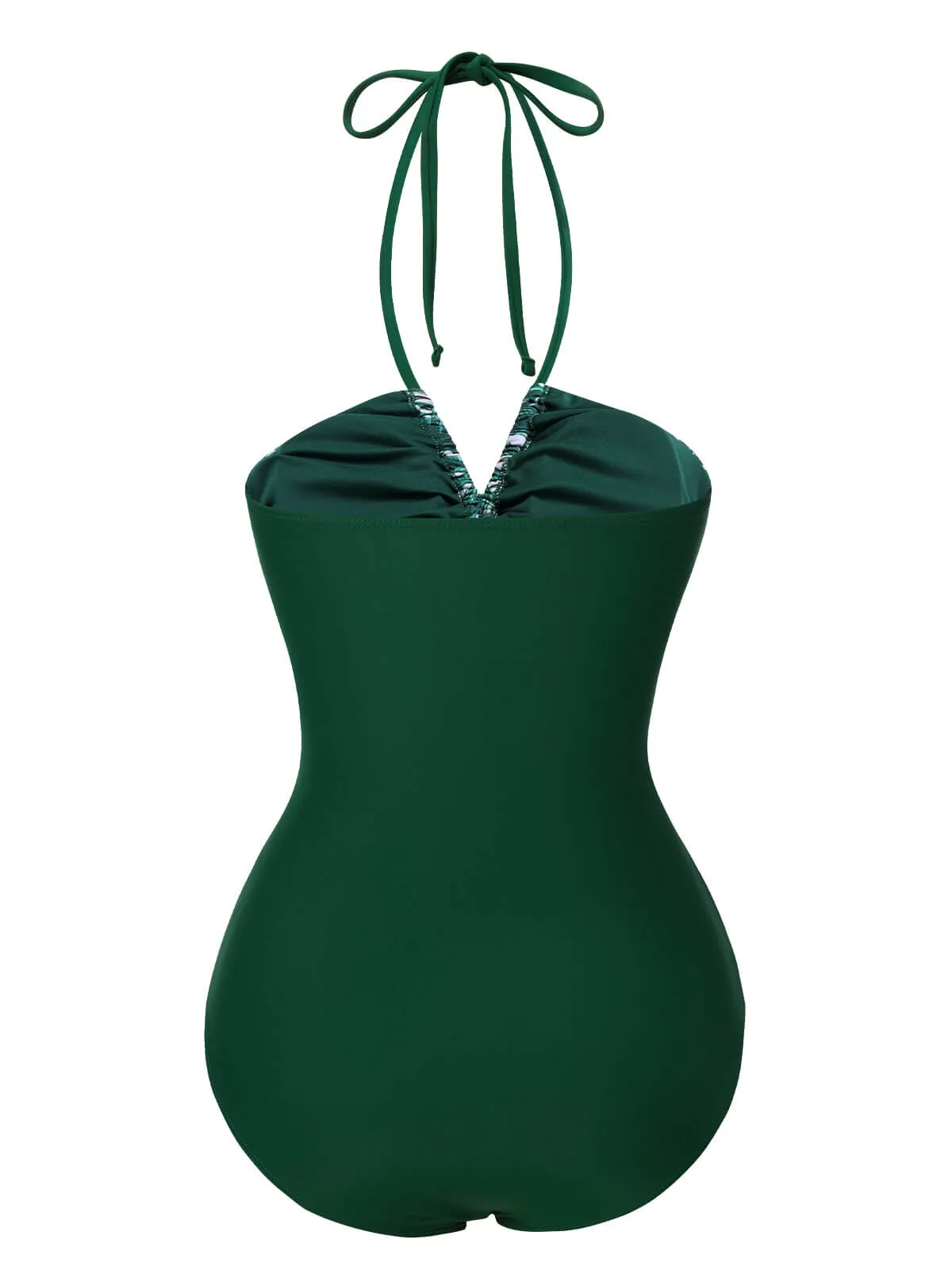 Green 1940s Tropical Hollow Out One-Piece Swimsuit sold by Retro Stage product image thumbnail 3