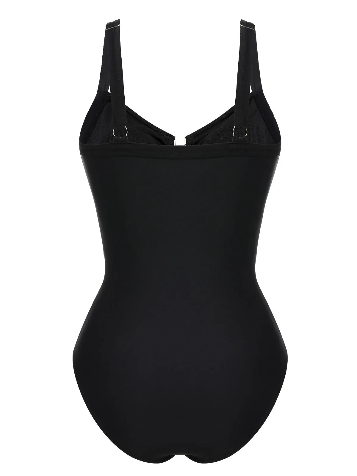 Black 1970s Solid Cutout One-Piece Swimsuit sold by Retro Stage product image thumbnail 3