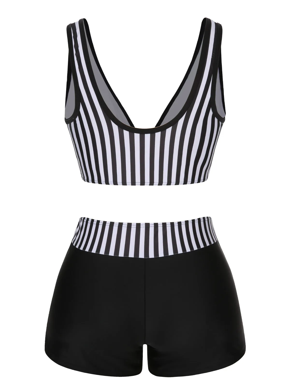 Black 1950s Stripe Binding V-Neck Swimsuit sold by Retro Stage product image thumbnail 3