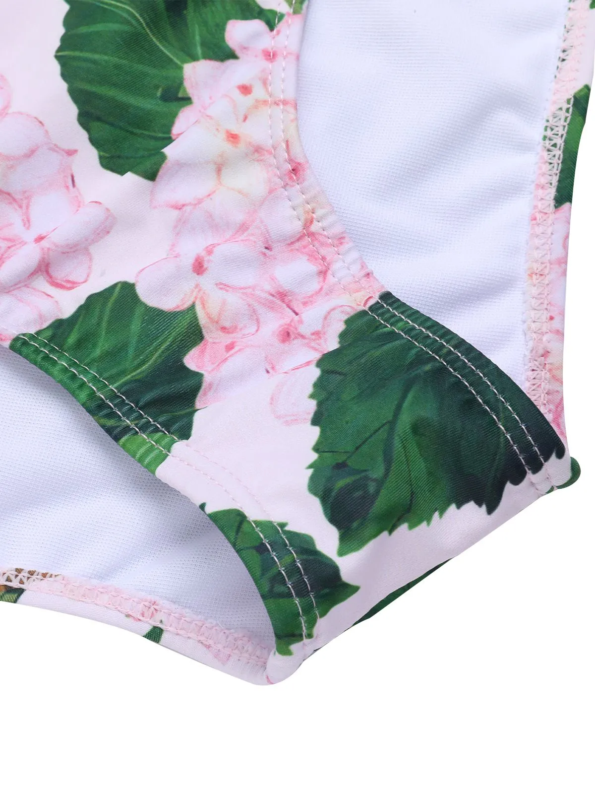 Pink 1950s Cold-Shoulder Floral Ruffle Swimsuit sold by Retro Stage product image thumbnail 5