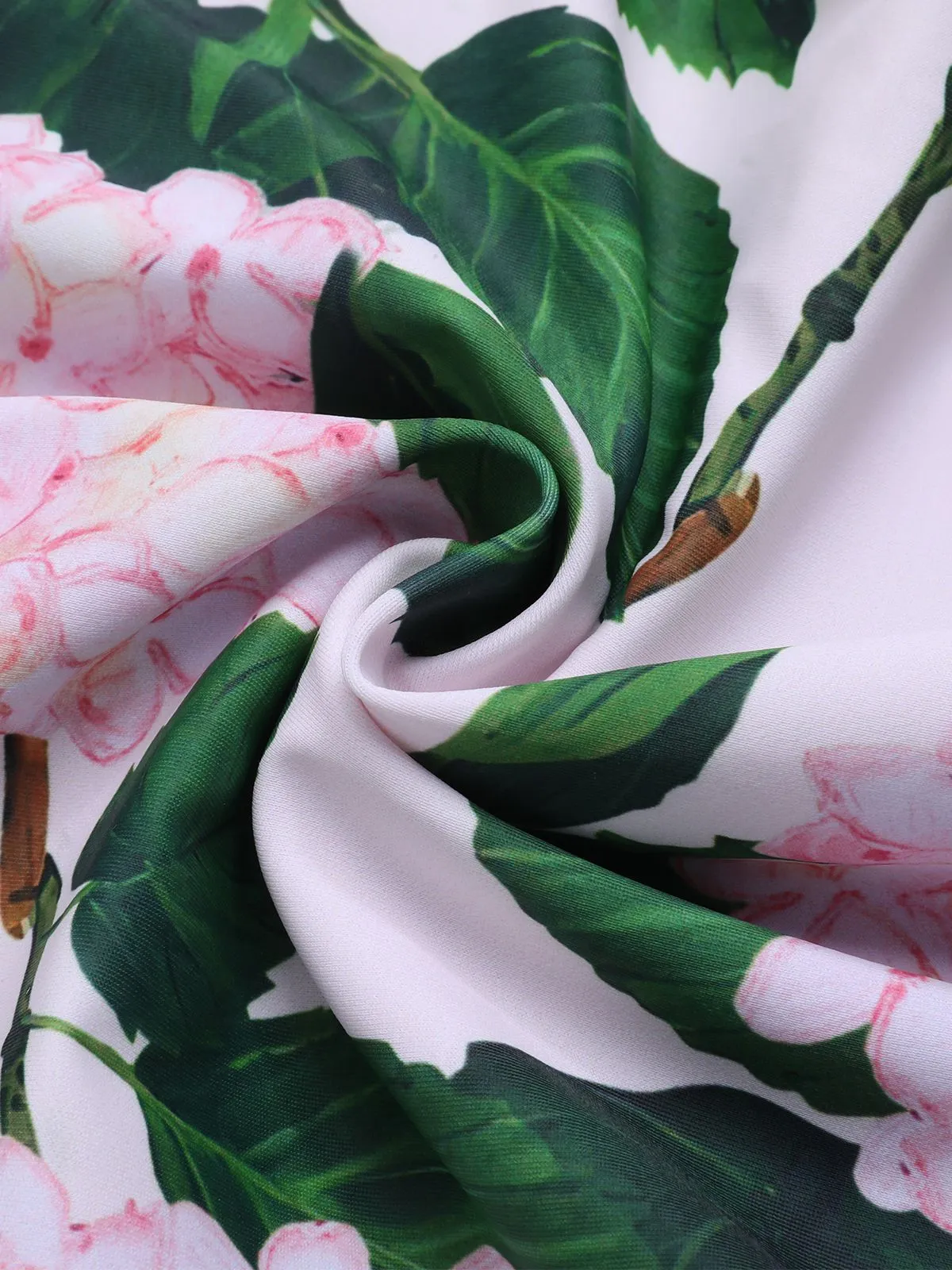 Pink 1950s Cold-Shoulder Floral Ruffle Swimsuit sold by Retro Stage product image thumbnail 4