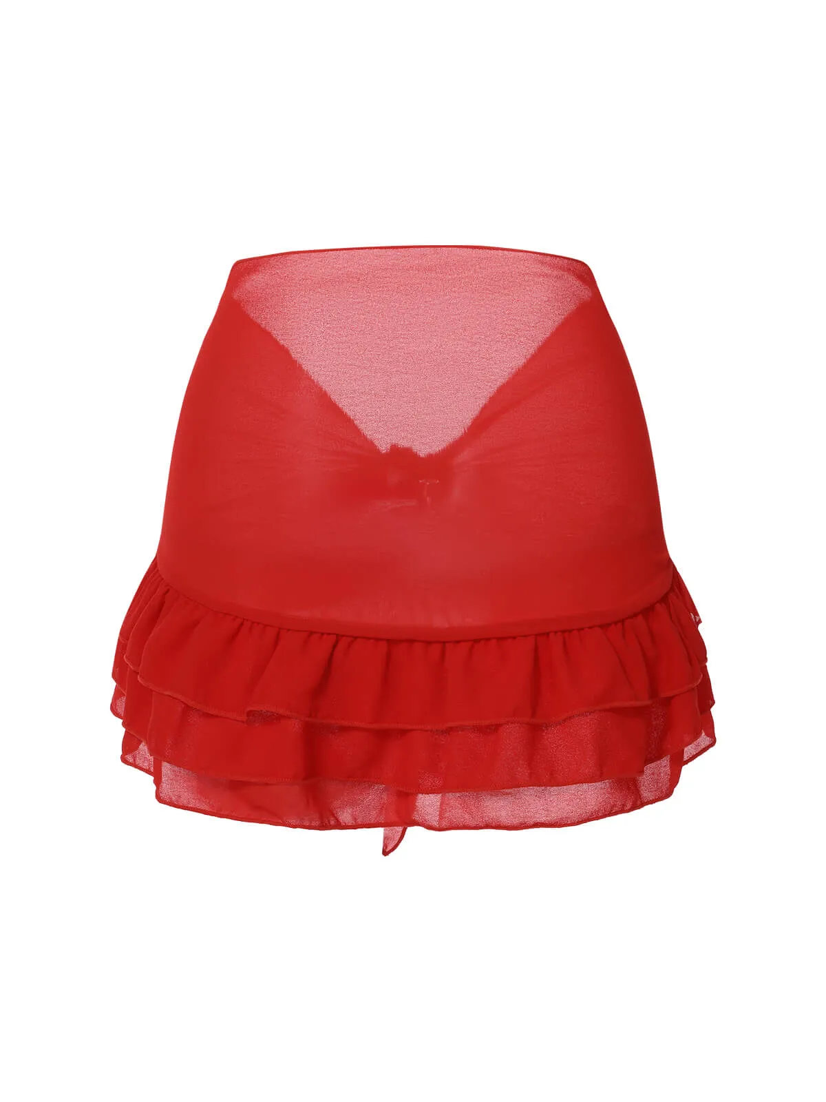 Red 1960s Solid Chiffon Skirt Cover-Up sold by Retro Stage product image thumbnail 3