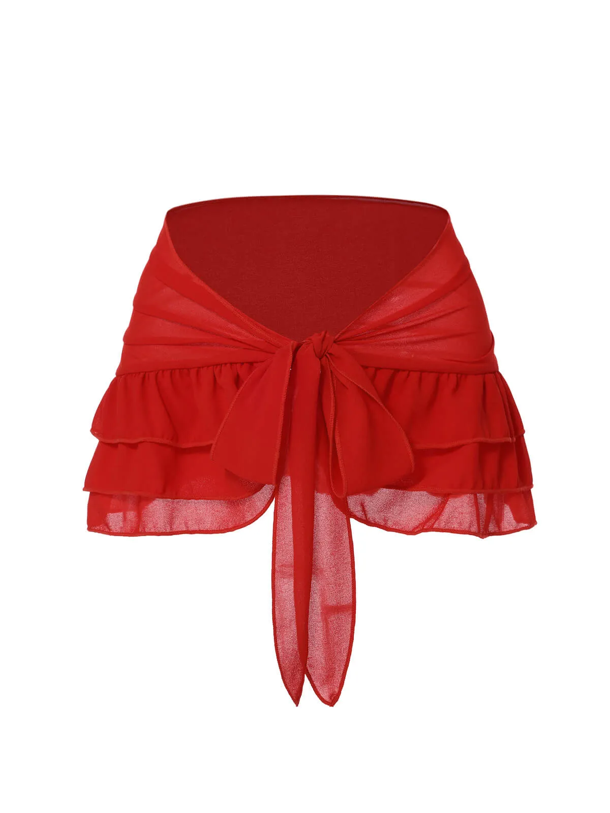 Red 1960s Solid Chiffon Skirt Cover-Up sold by Retro Stage product image thumbnail 2