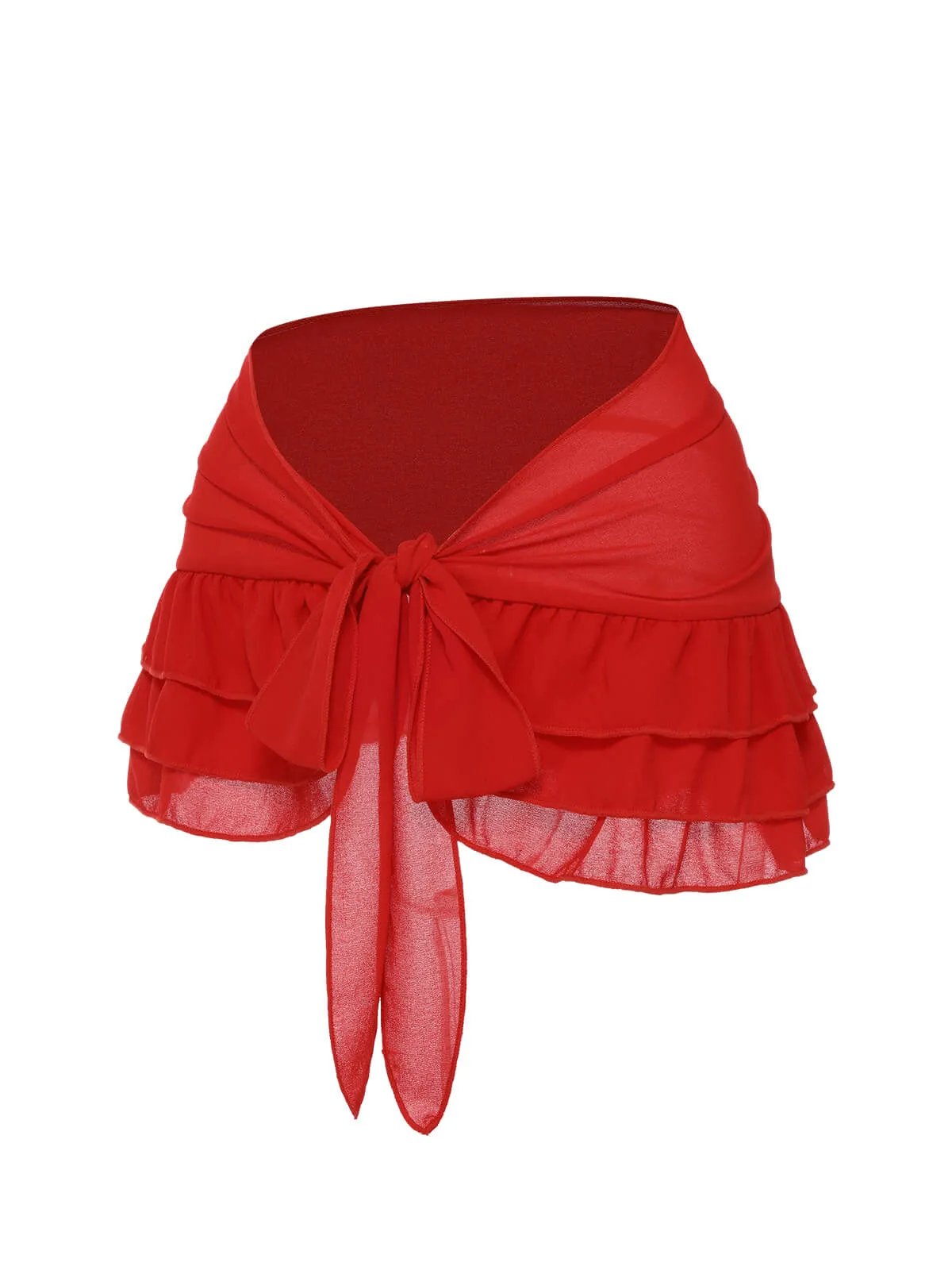 Red 1960s Solid Chiffon Skirt Cover-Up sold by Retro Stage product image thumbnail 4