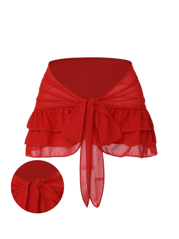Red 1960s Solid Chiffon Skirt Cover-Up sold by Retro Stage