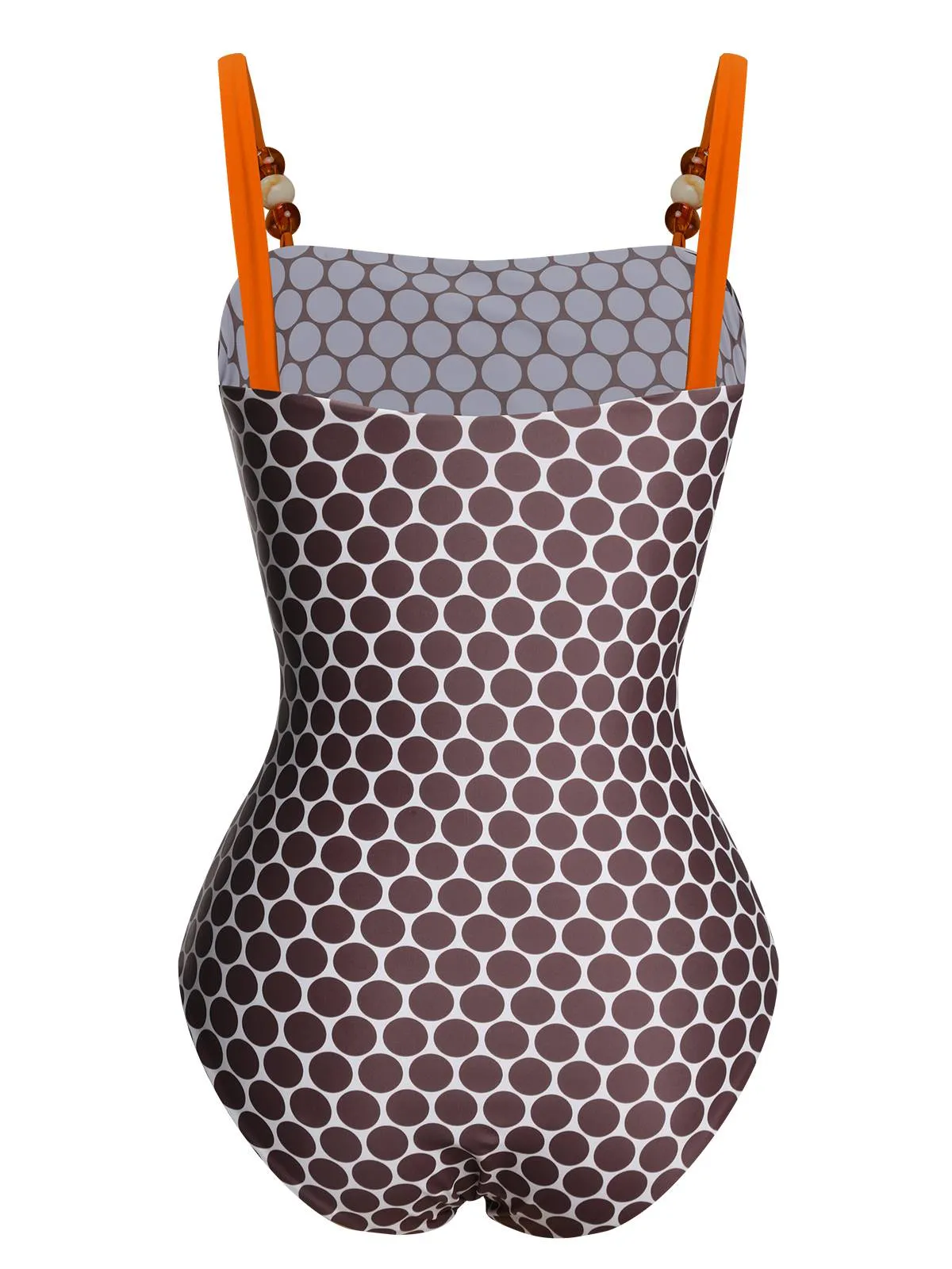 Brown 1930s Beads Straps Polka Dots Reversible Swimsuit sold by Retro Stage product image thumbnail 3