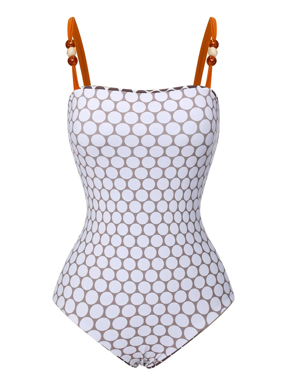 Brown 1930s Beads Straps Polka Dots Reversible Swimsuit sold by Retro Stage product image thumbnail 5