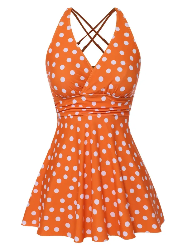 1930s Cross Straps Polka Dots Swimsuit sold by Retro Stage