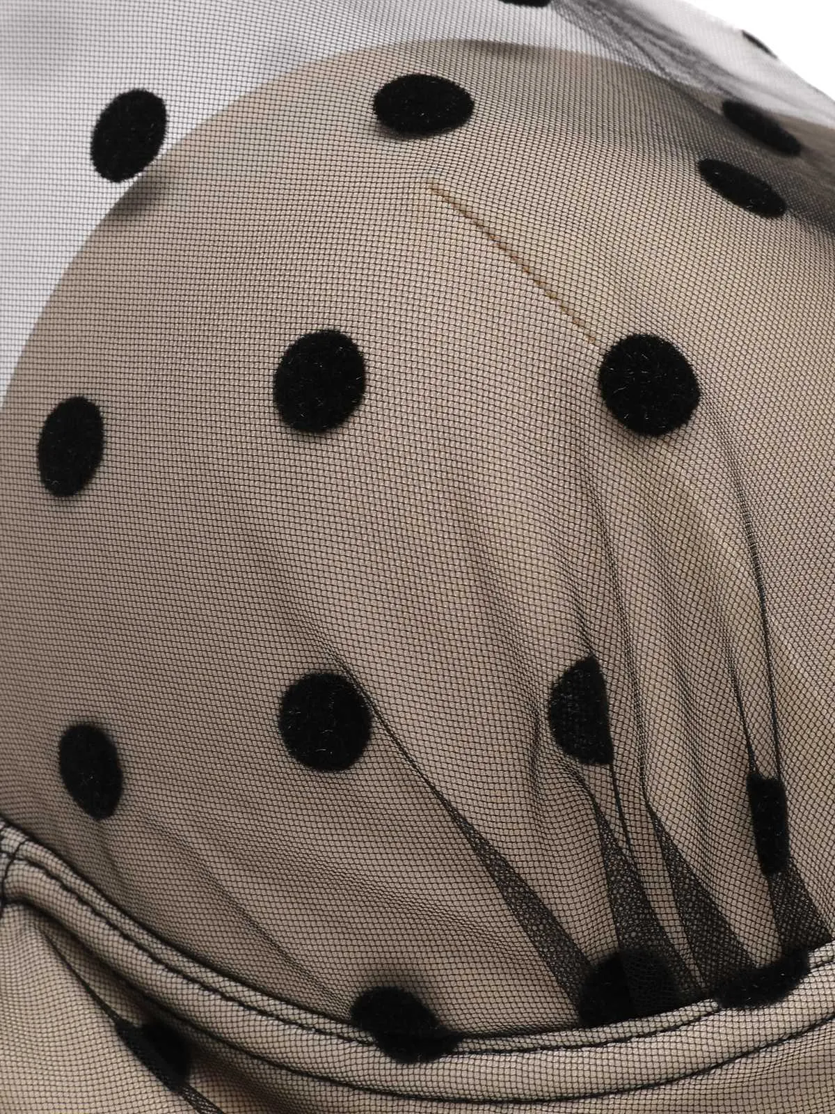 Black 1950s Halter Polka Dots Mesh Swimsuit sold by Retro Stage product image thumbnail 5