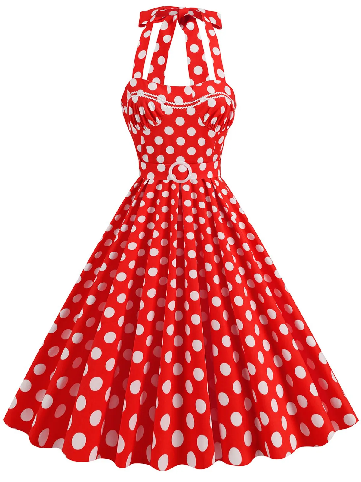1950s Polka Dot Halter Neck Belt Dress sold by Retro Stage product image thumbnail 4