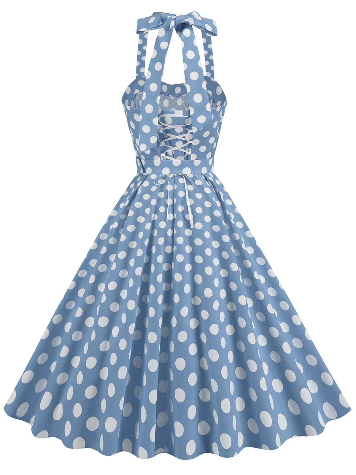 1950s Polka Dot Halter Neck Belt Dress sold by Retro Stage product image thumbnail 3