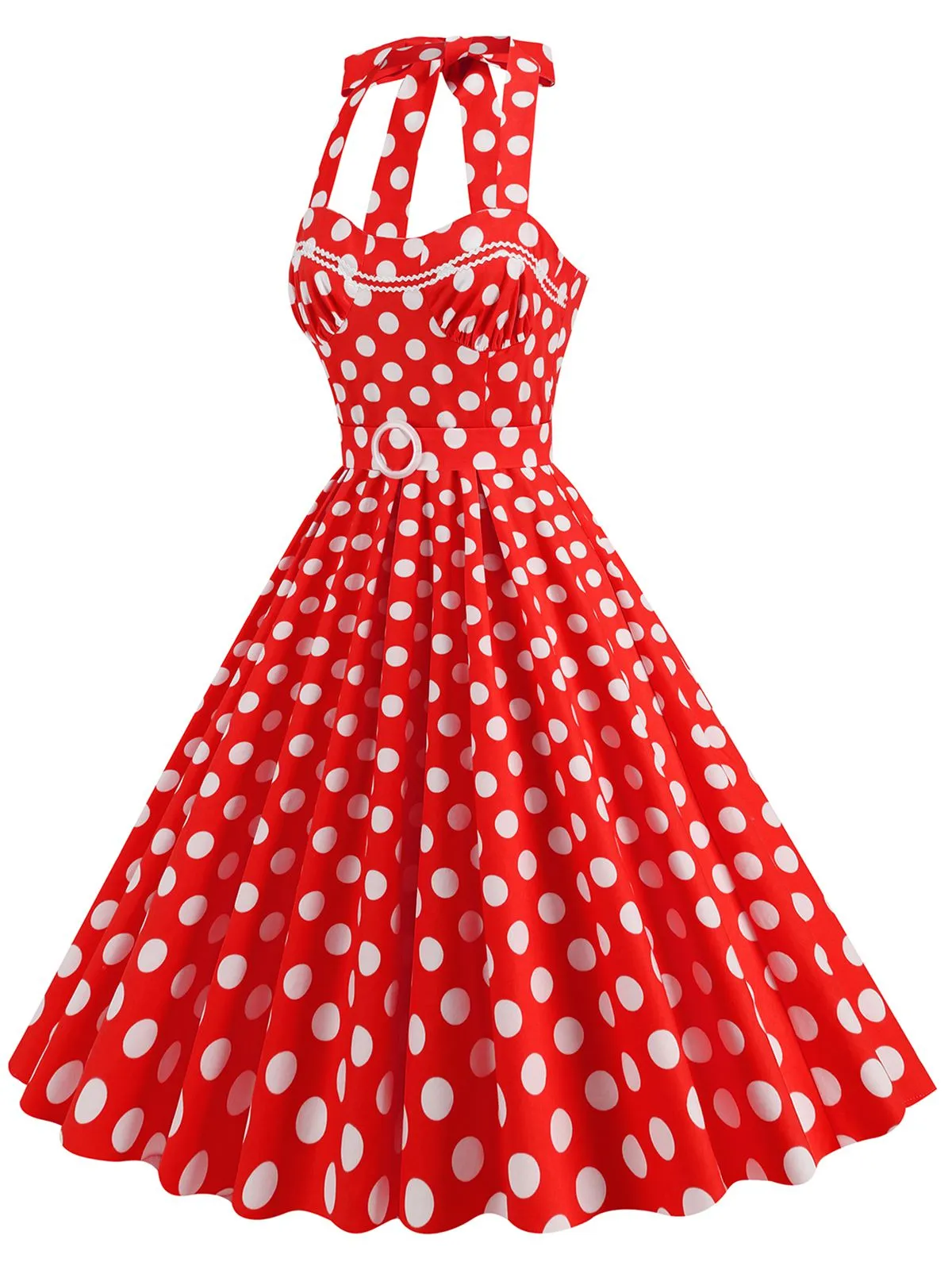 1950s Polka Dot Halter Neck Belt Dress sold by Retro Stage product image thumbnail 5