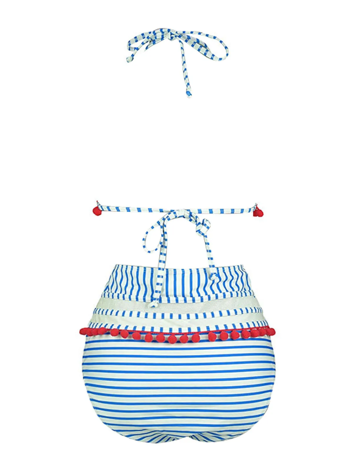 1970s Fur Ball Pendant Tassel Striped Swimsuit sold by Retro Stage product image thumbnail 3