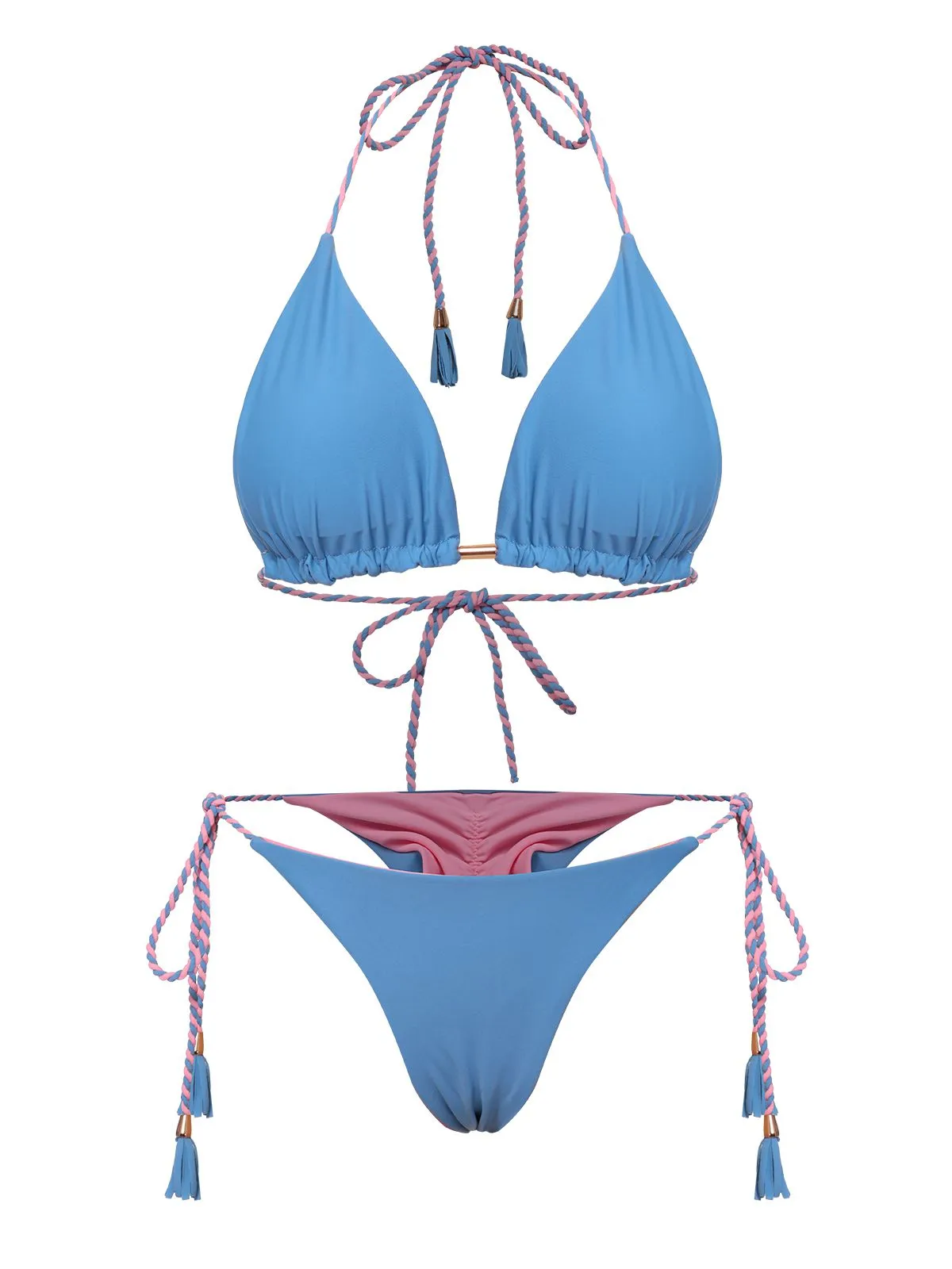 1950s Tie Back Backless Braided Bikini Set sold by Retro Stage