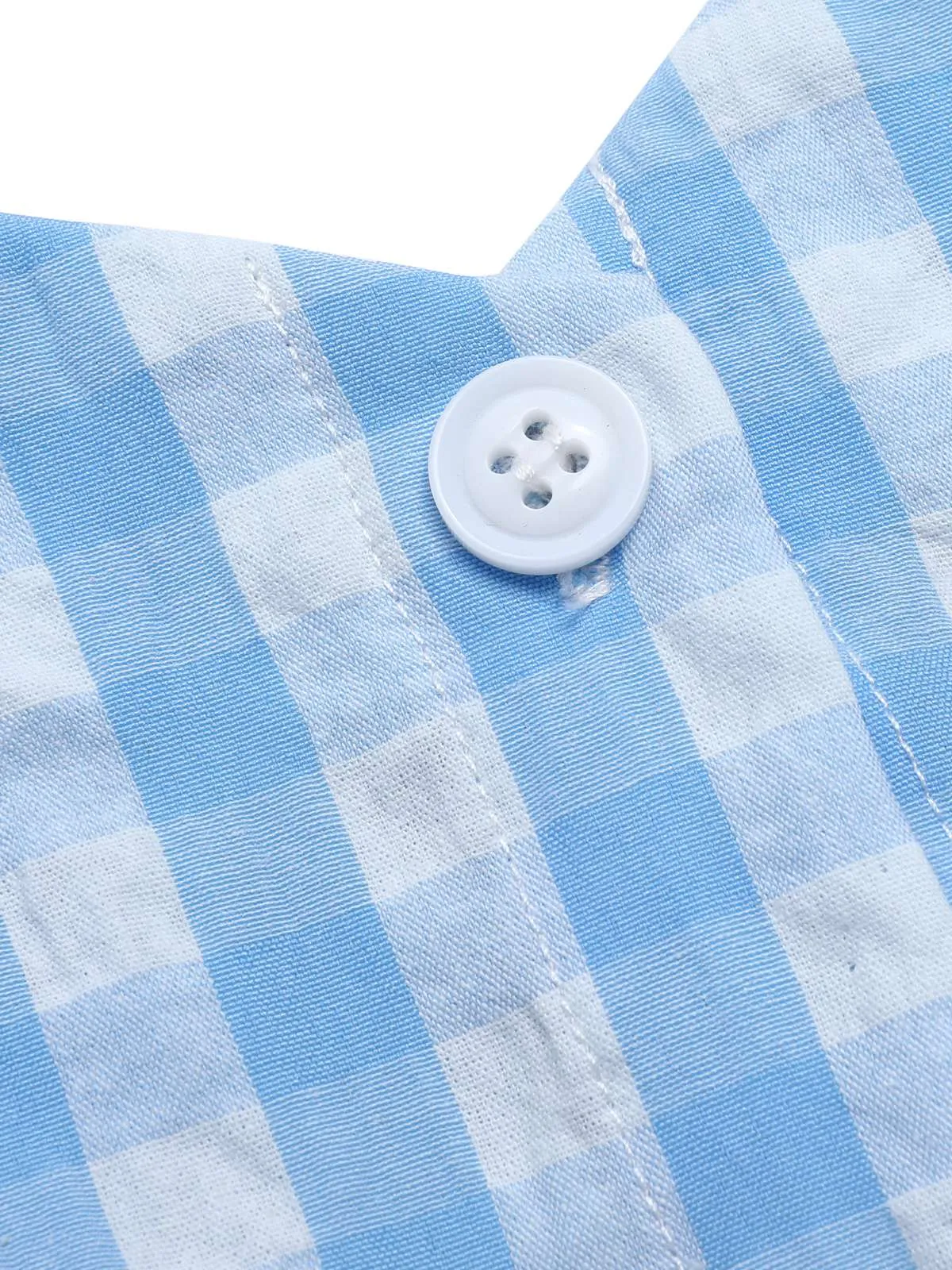 Blue 1960s Straps Plaid Ruffled Hem Tops sold by Retro Stage product image thumbnail 5