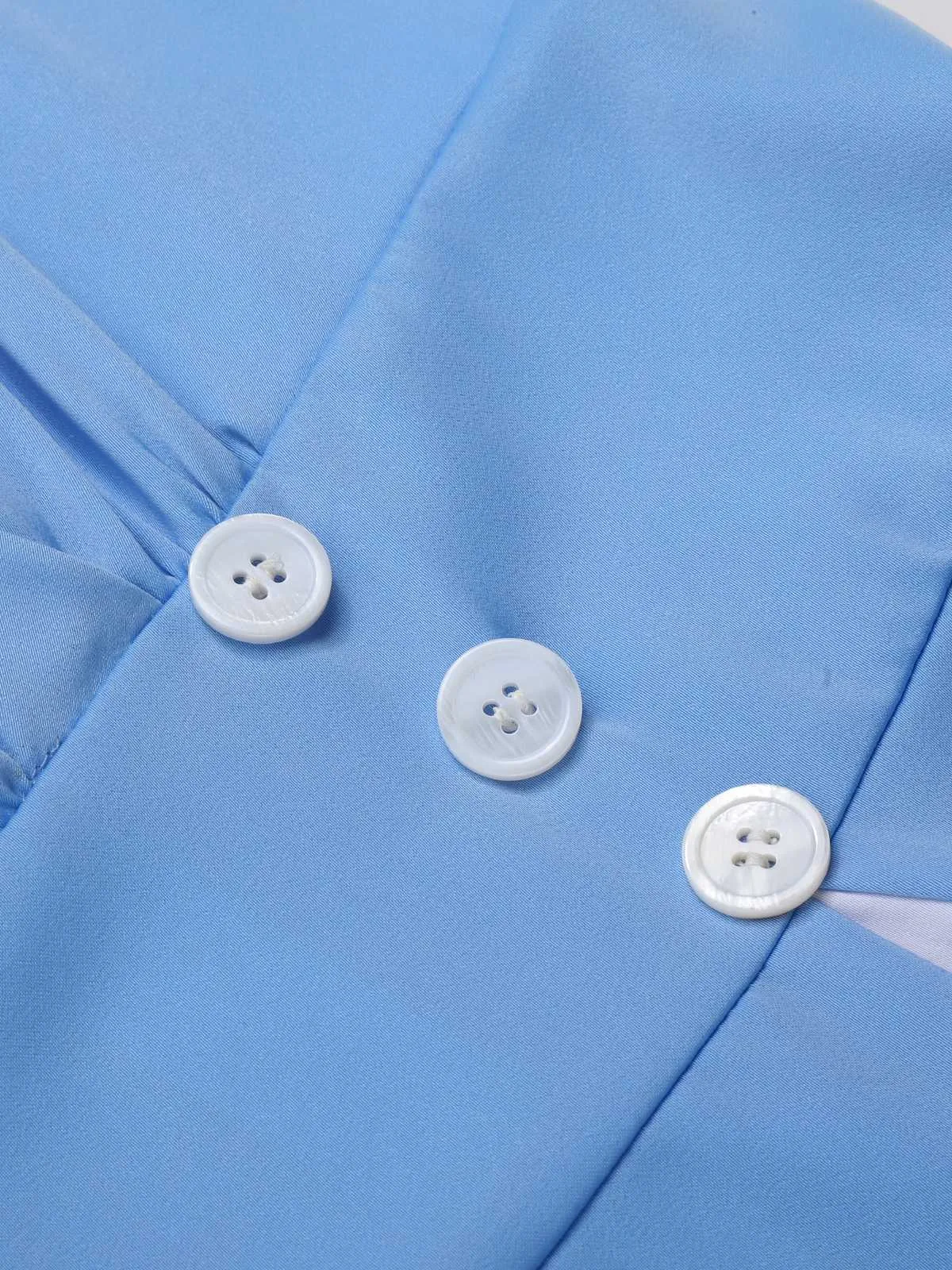 Blue 1950s Spaghetti Straps Patchwork Dress sold by Retro Stage product image thumbnail 5