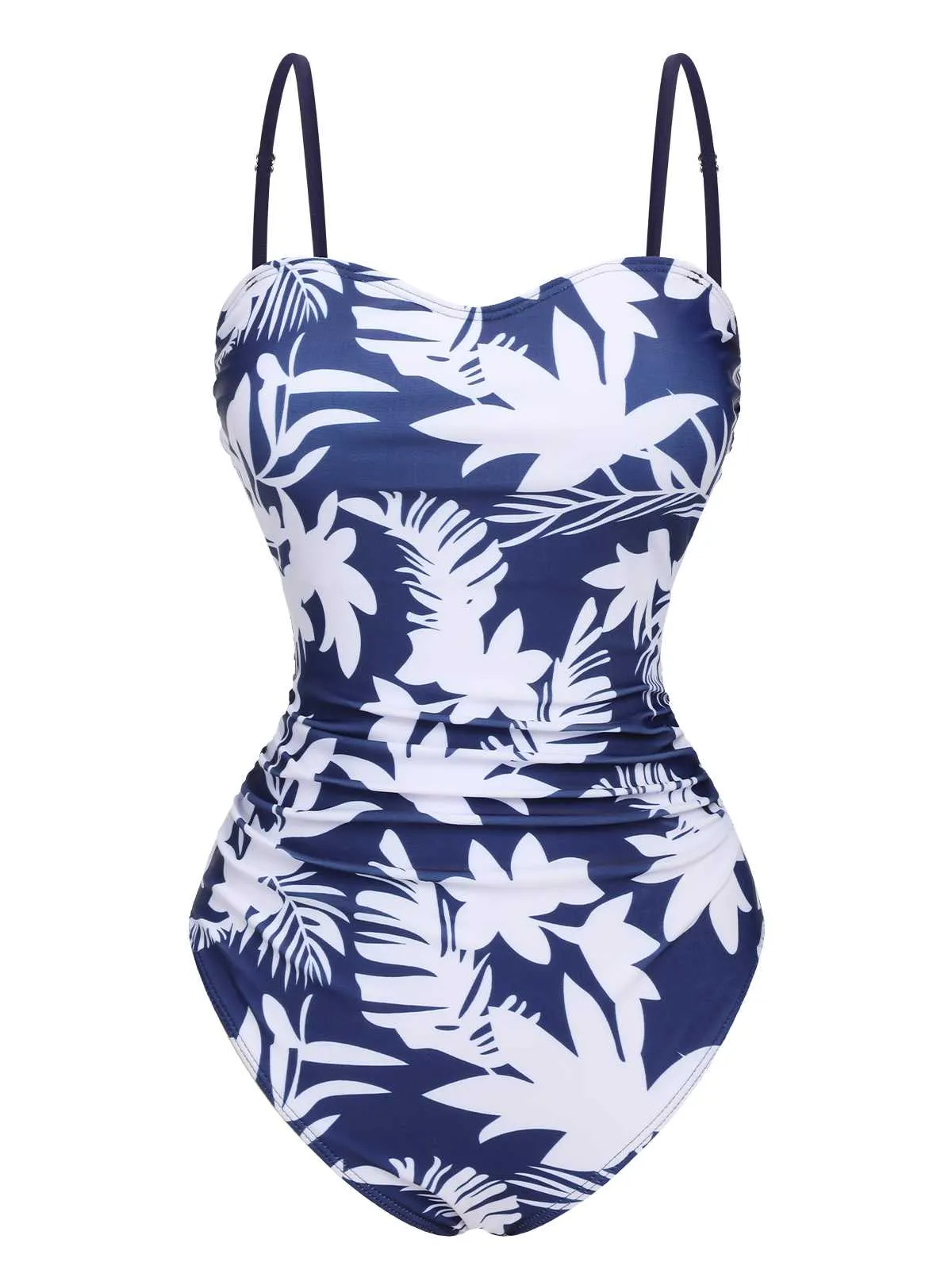 1960s Spaghetti Strap Plants Solid One-Piece Swimsuit sold by Retro Stage