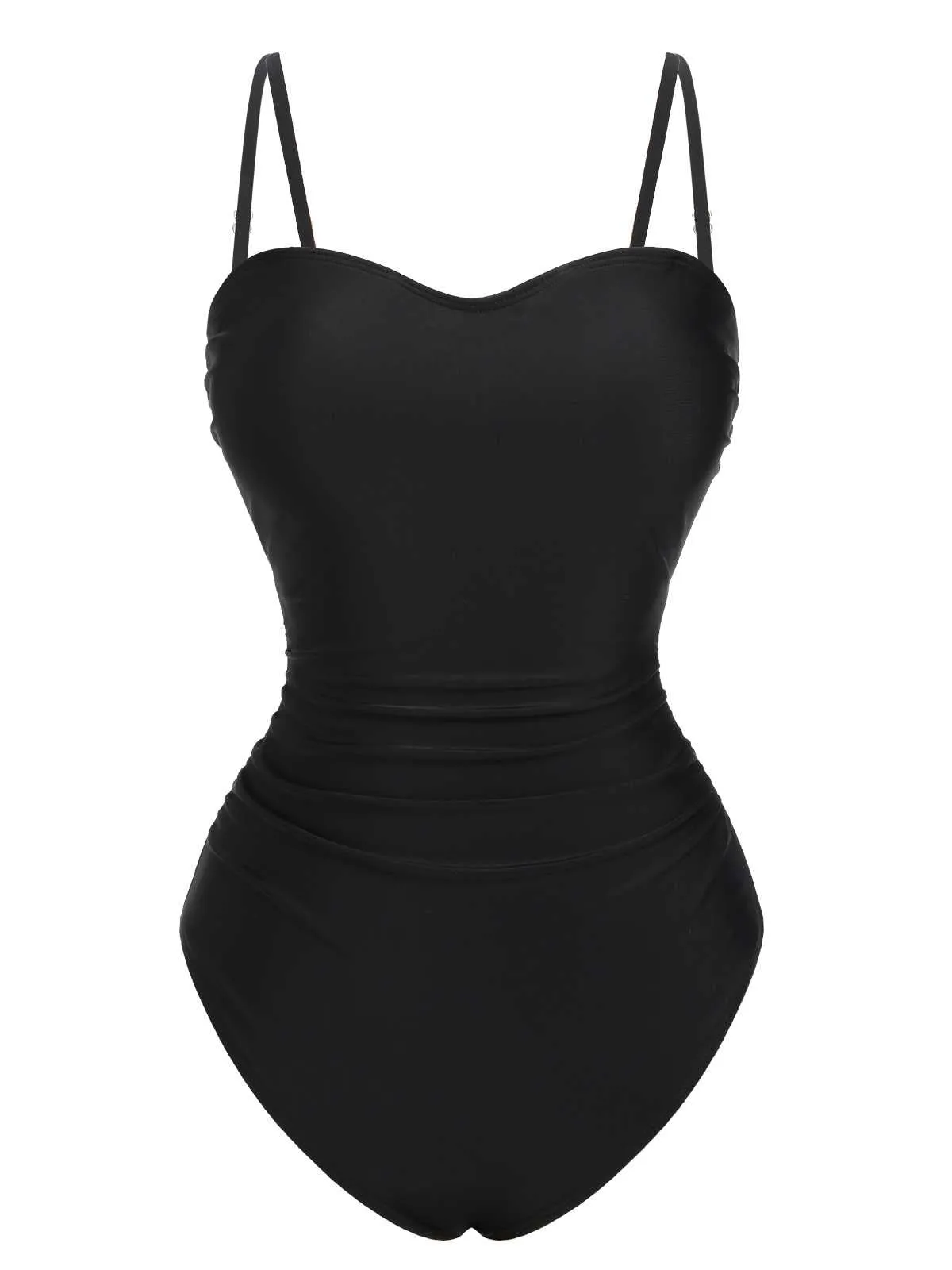 1960s Spaghetti Strap Plants Solid One-Piece Swimsuit sold by Retro Stage product image thumbnail 5