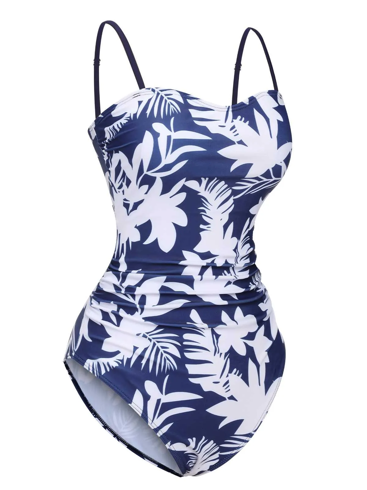 1960s Spaghetti Strap Plants Solid One-Piece Swimsuit sold by Retro Stage product image thumbnail 2