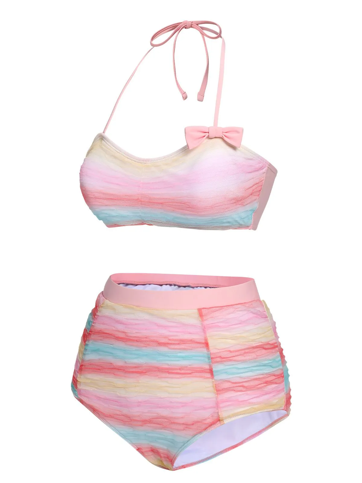 Multicolor 1960s Rainbow Mesh Bow Swimsuit sold by Retro Stage product image thumbnail 3