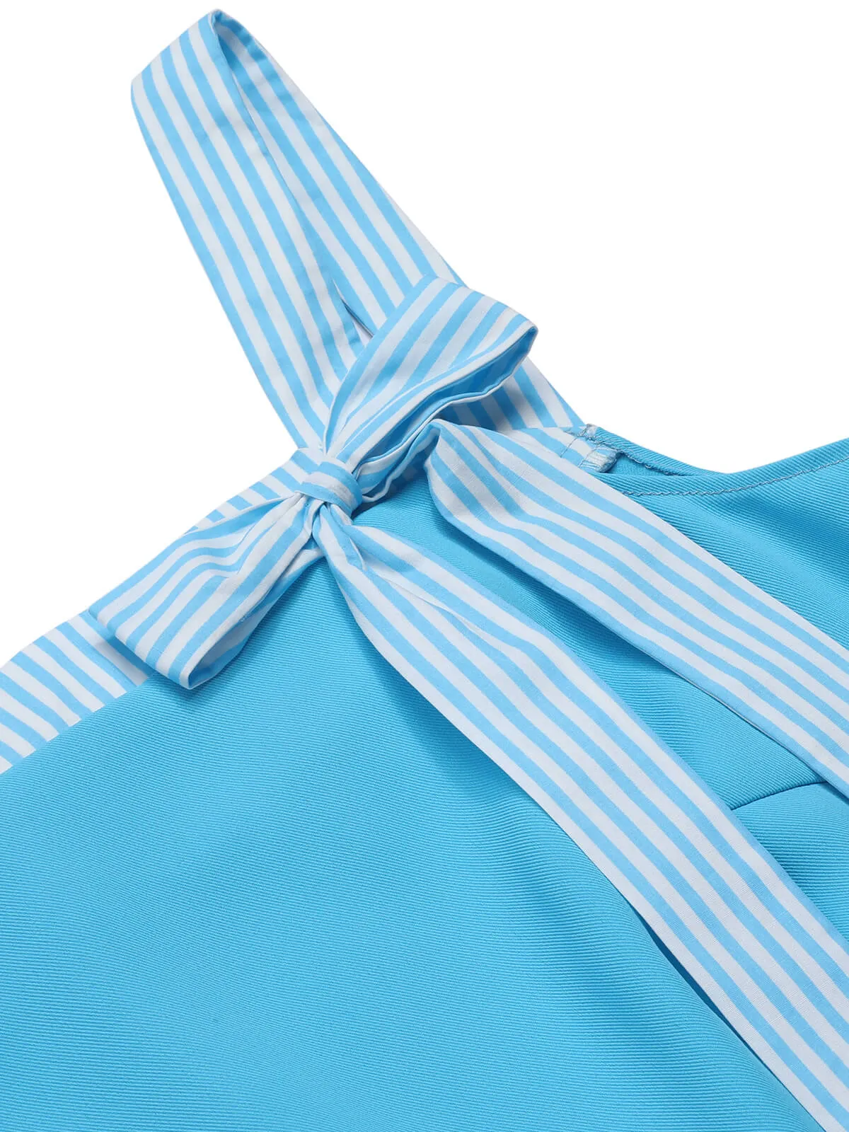 Light Blue 1940s Stripe Wide Straps Romper sold by Retro Stage product image thumbnail 5