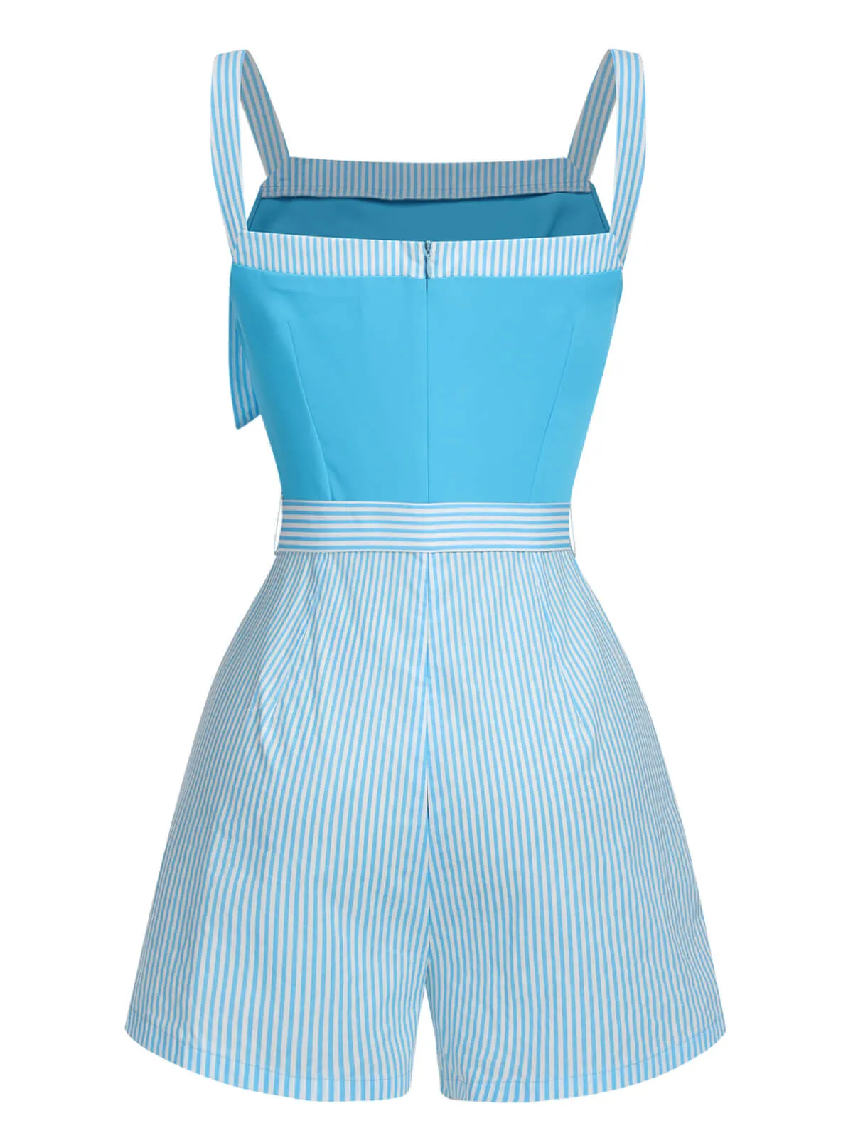 Light Blue 1940s Stripe Wide Straps Romper sold by Retro Stage product image thumbnail 4