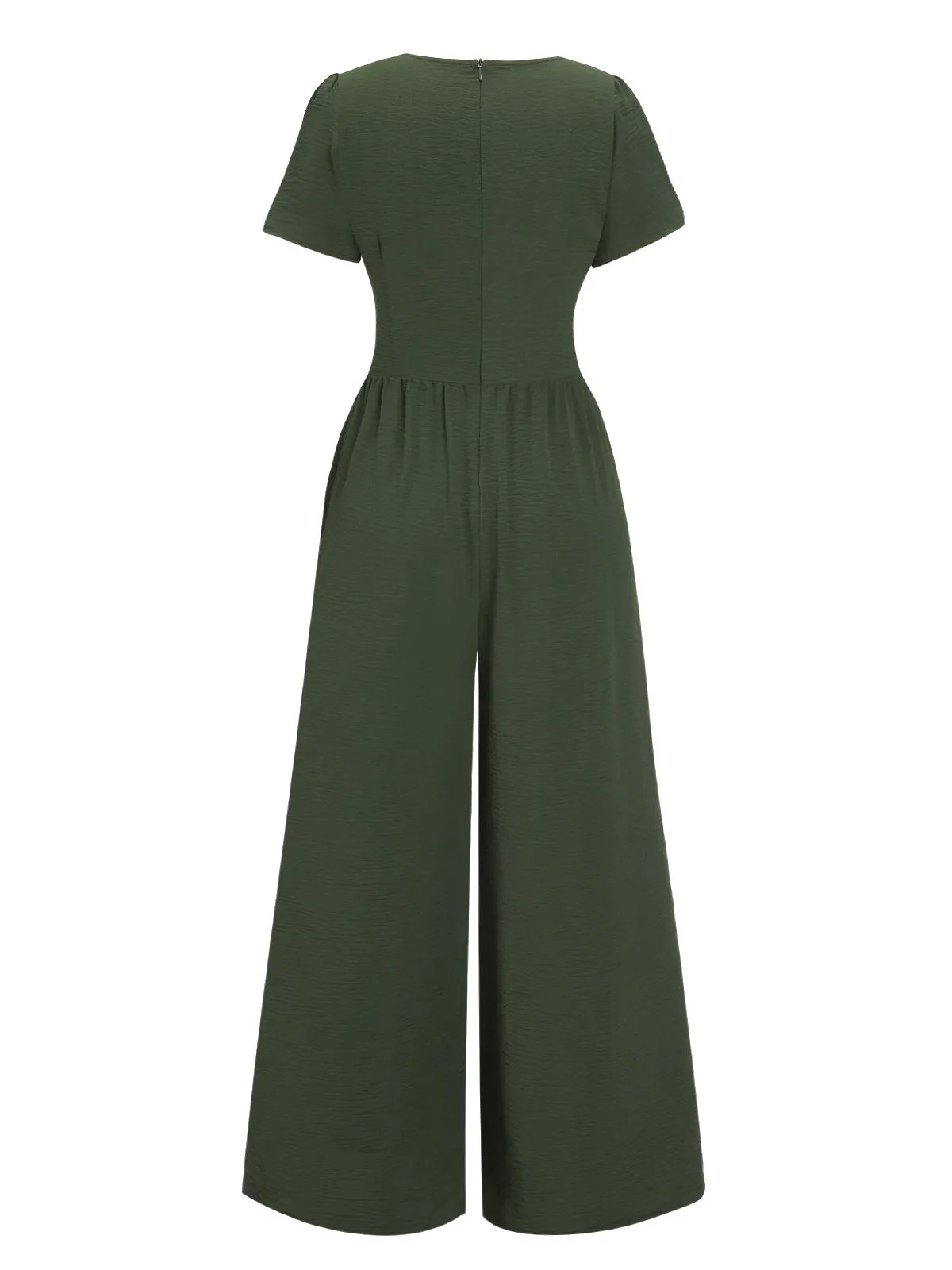 Green 1940s V-Neck Solid Jumpsuit sold by Retro Stage product image thumbnail 3