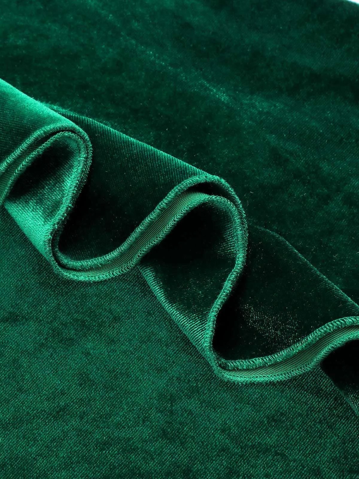 Green 1930s Velvet Off-Shoulder Ruffle-Trim Mermaid Dress sold by Retro Stage product image thumbnail 5