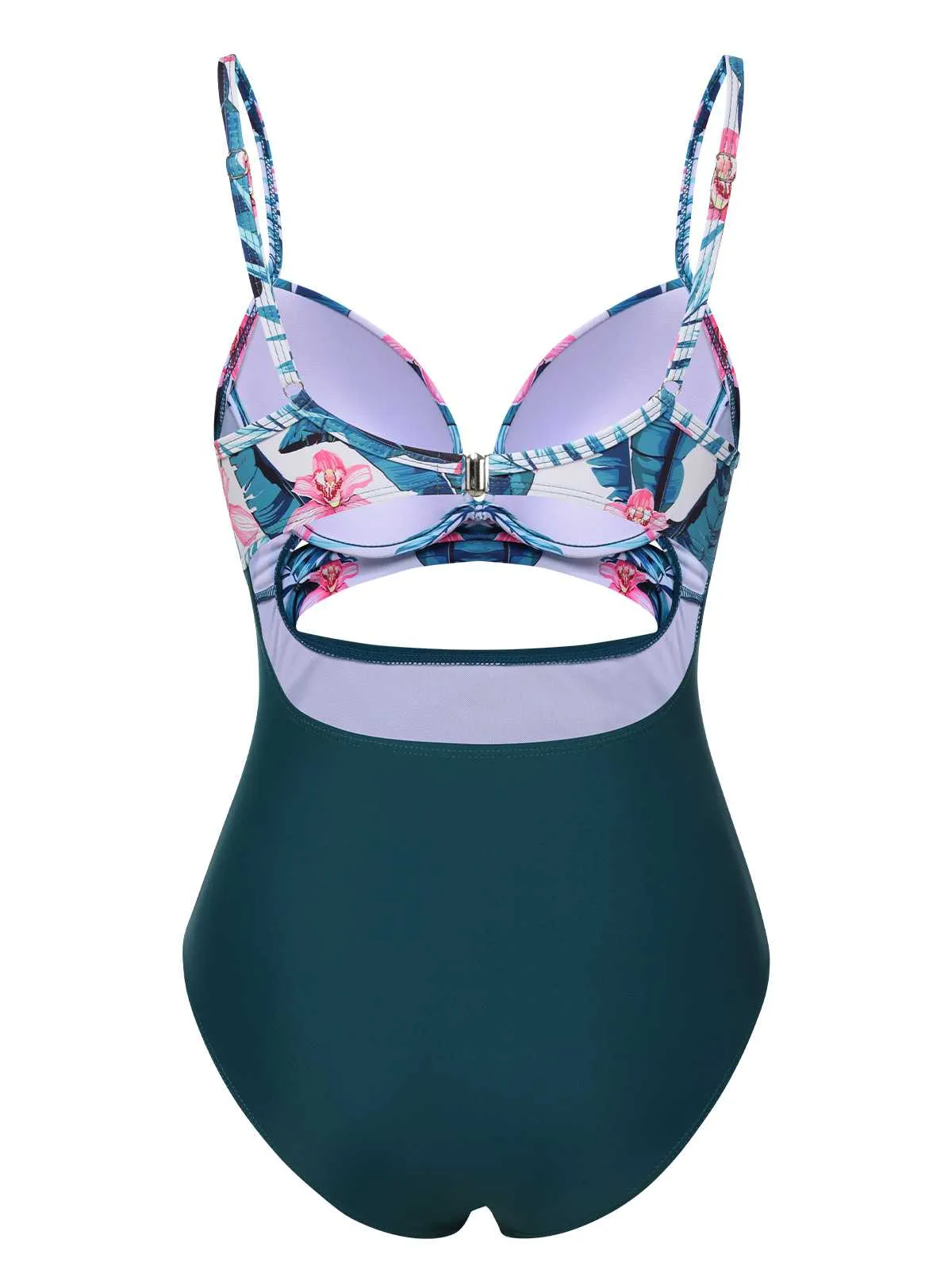 Lake Green 1930s Spaghetti Strap Floral Swimsuit sold by Retro Stage product image thumbnail 3