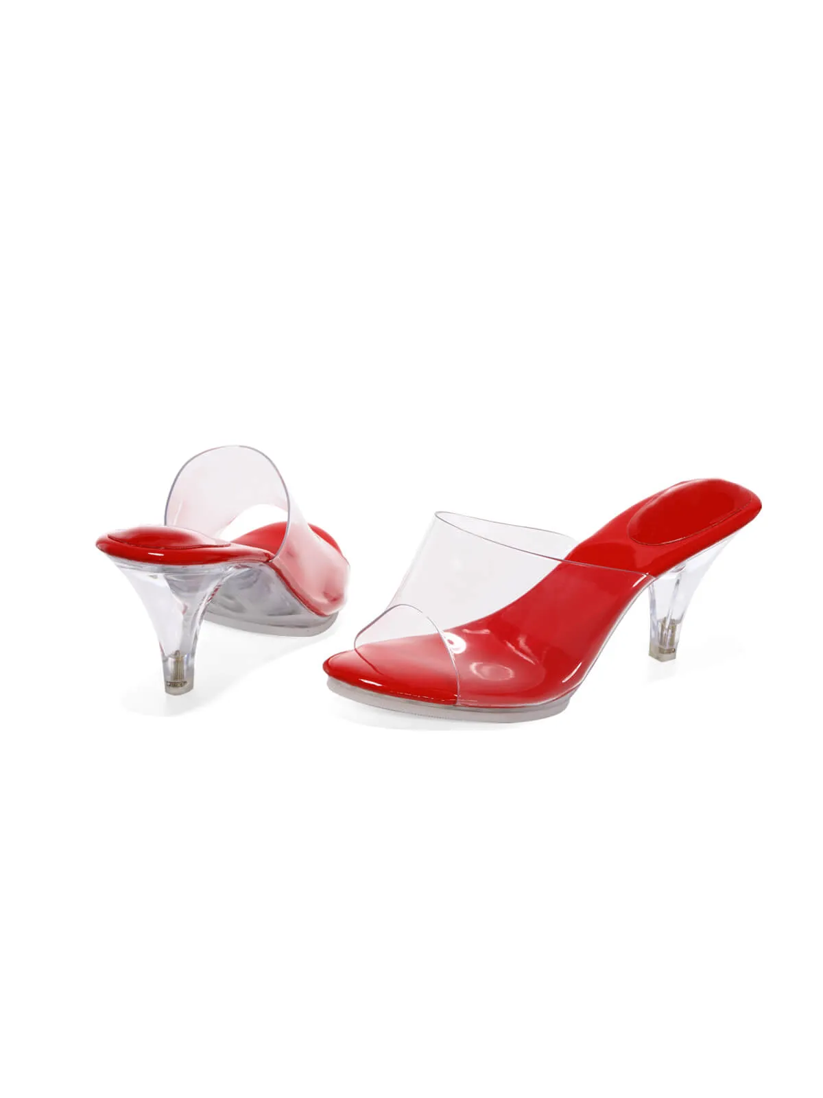 Retro Red Transparent Instep Heeled Sandals sold by Retro Stage product image thumbnail 2