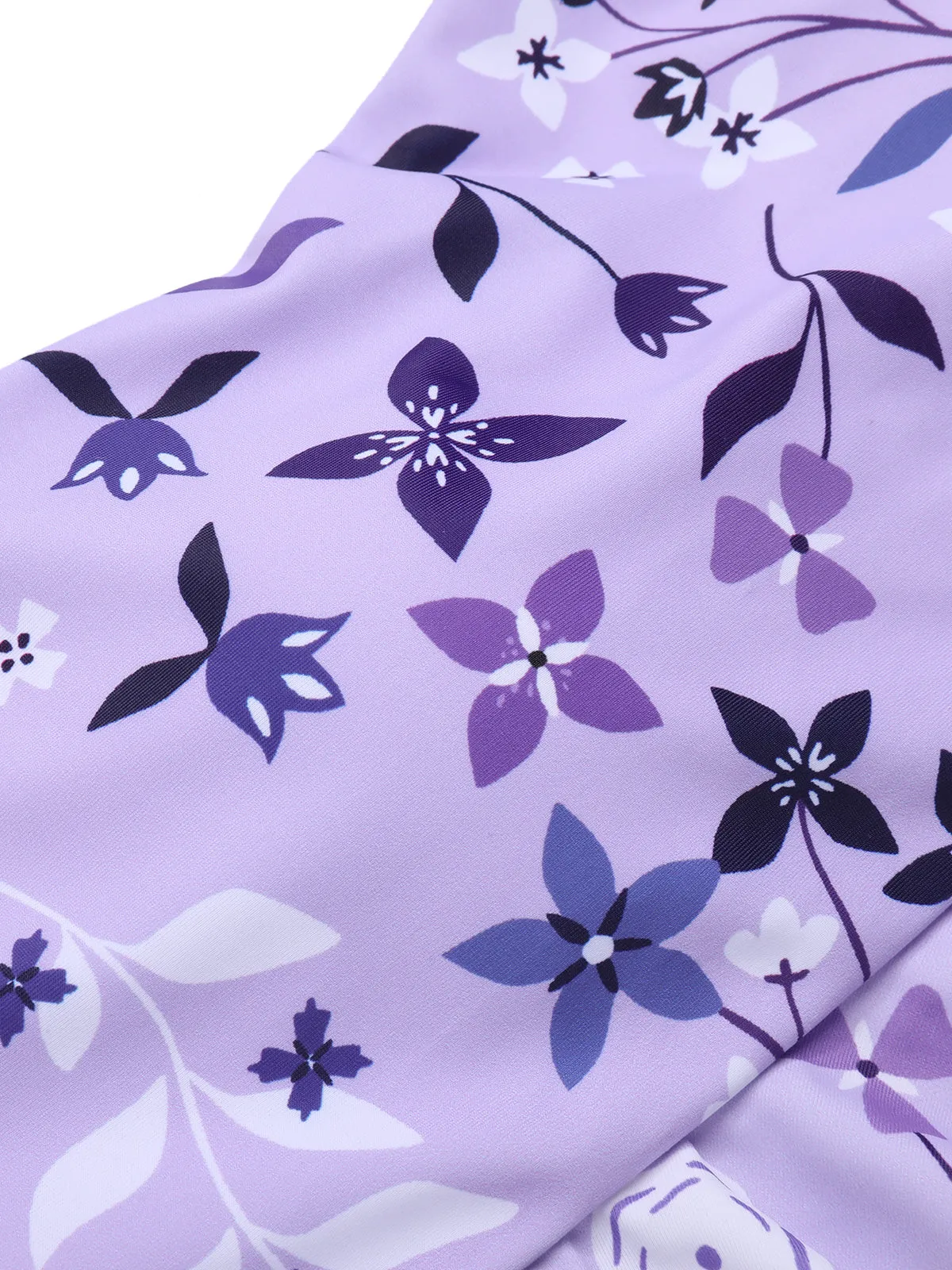 Purple 1930s Floral Irregular Shoulder Straps Swimsuit sold by Retro Stage product image thumbnail 4