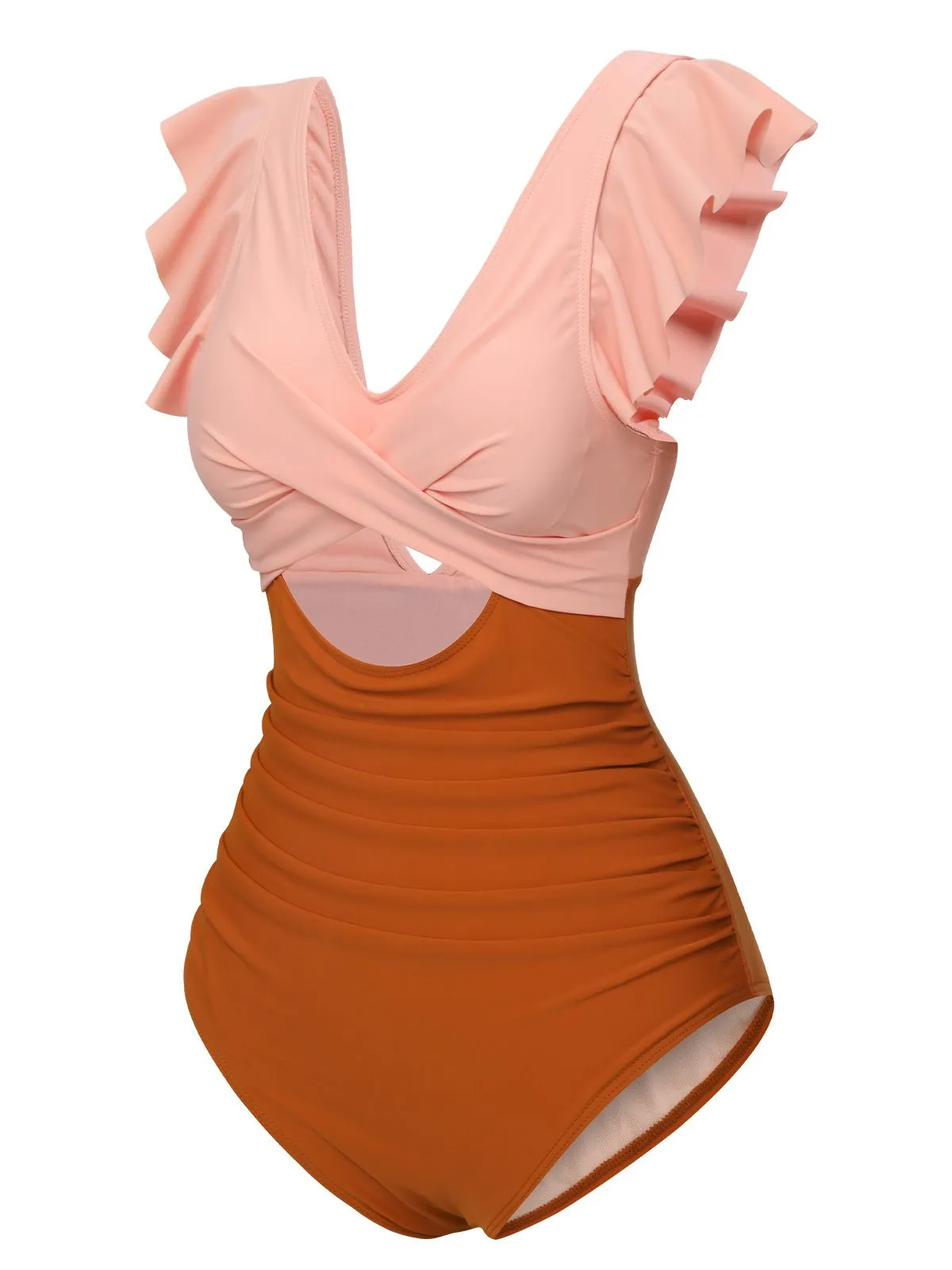 Skin & Orange 1940s Ruffle Cutout Swimsuit sold by Retro Stage product image thumbnail 2
