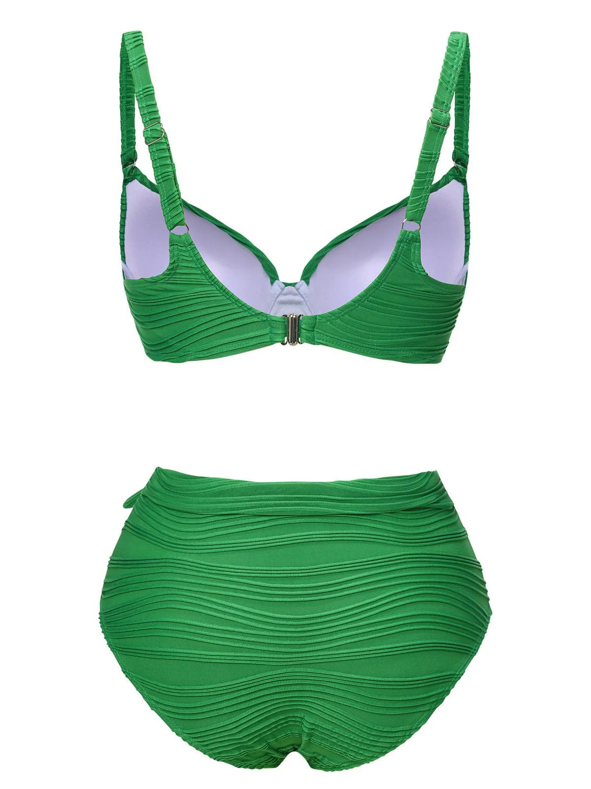 Green 1960s Pleated Solid Swimsuit sold by Retro Stage product image thumbnail 3
