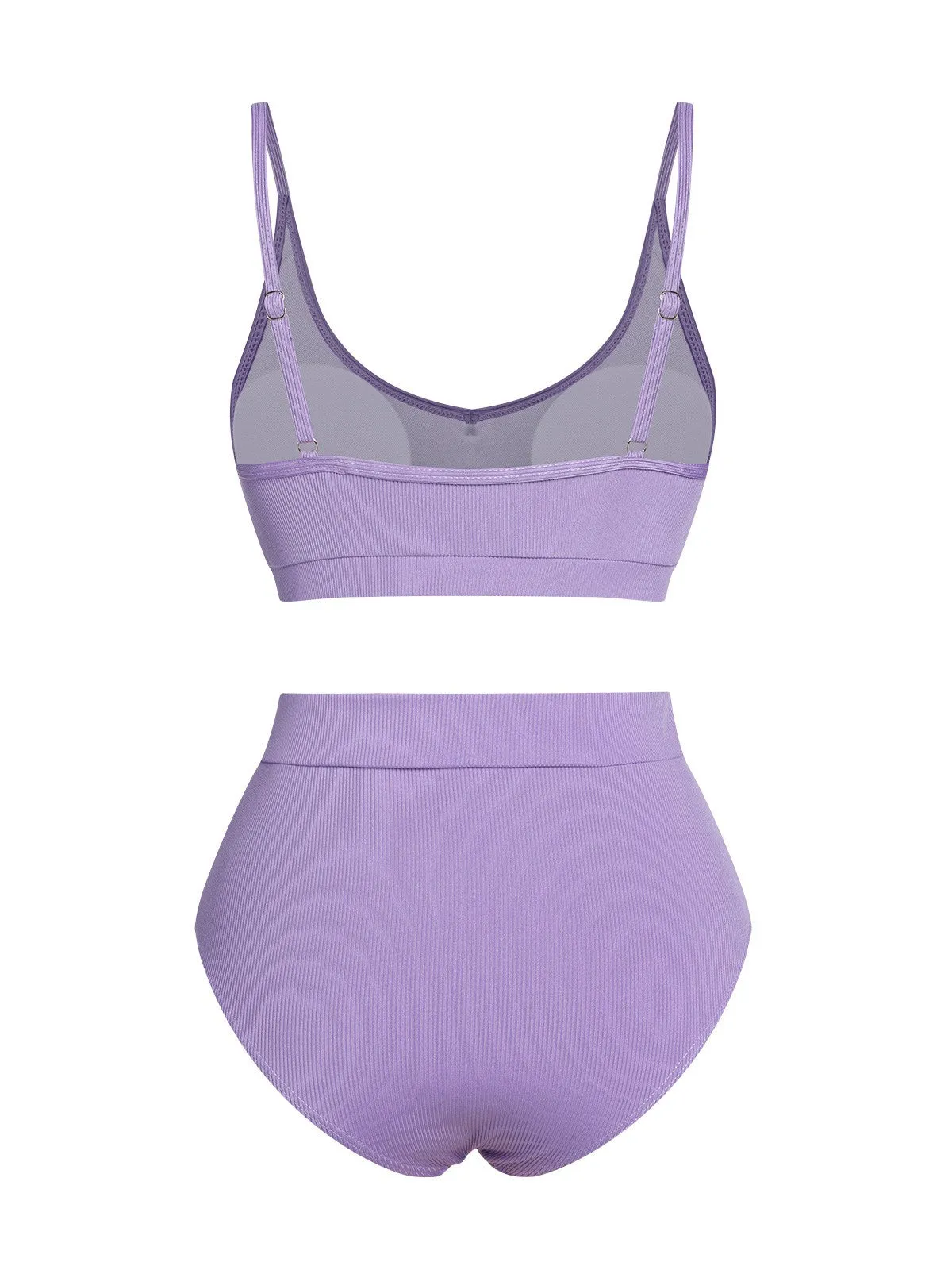 Purple 1950s Spaghetti Straps Solid Swimsuit sold by Retro Stage product image thumbnail 3