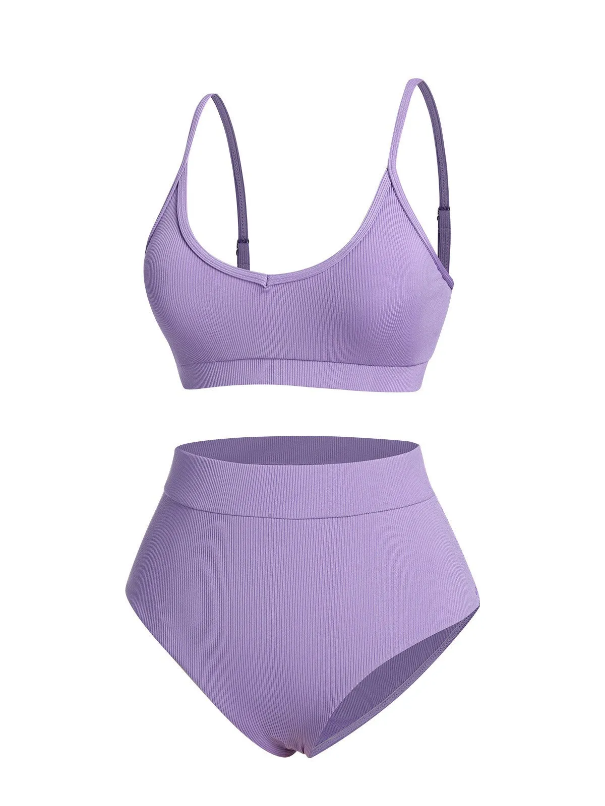 Purple 1950s Spaghetti Straps Solid Swimsuit sold by Retro Stage product image thumbnail 2