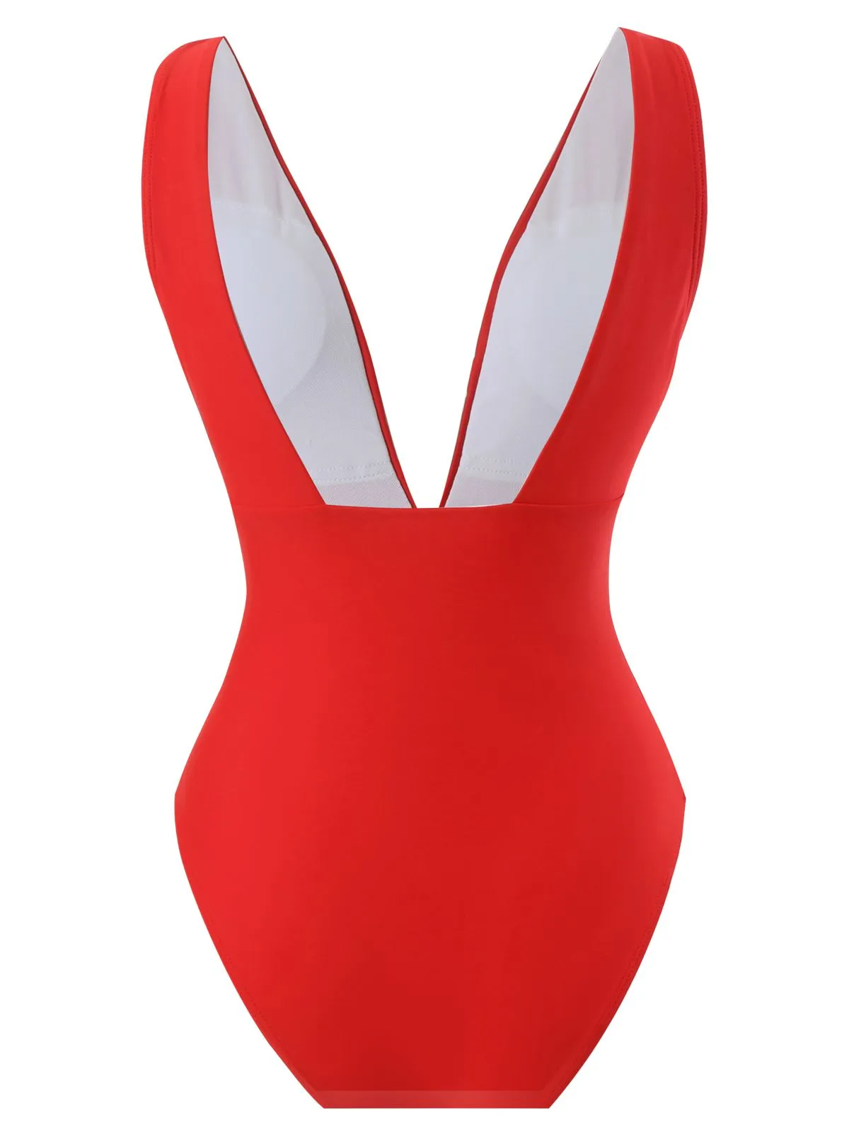 Red 1960s Solid 3D Flower Backless Swimsuit sold by Retro Stage product image thumbnail 2